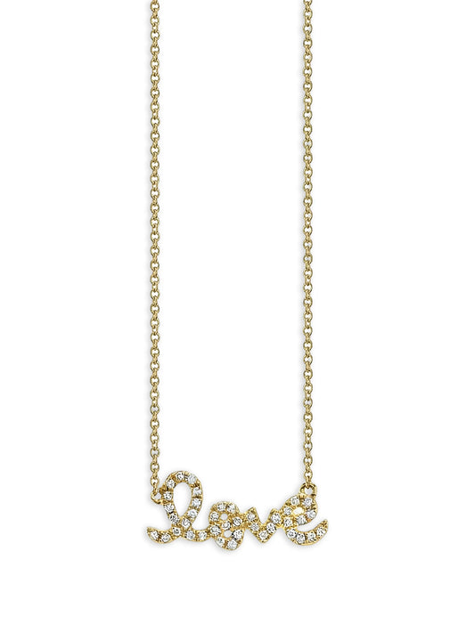gold & diamond supersize script love necklace