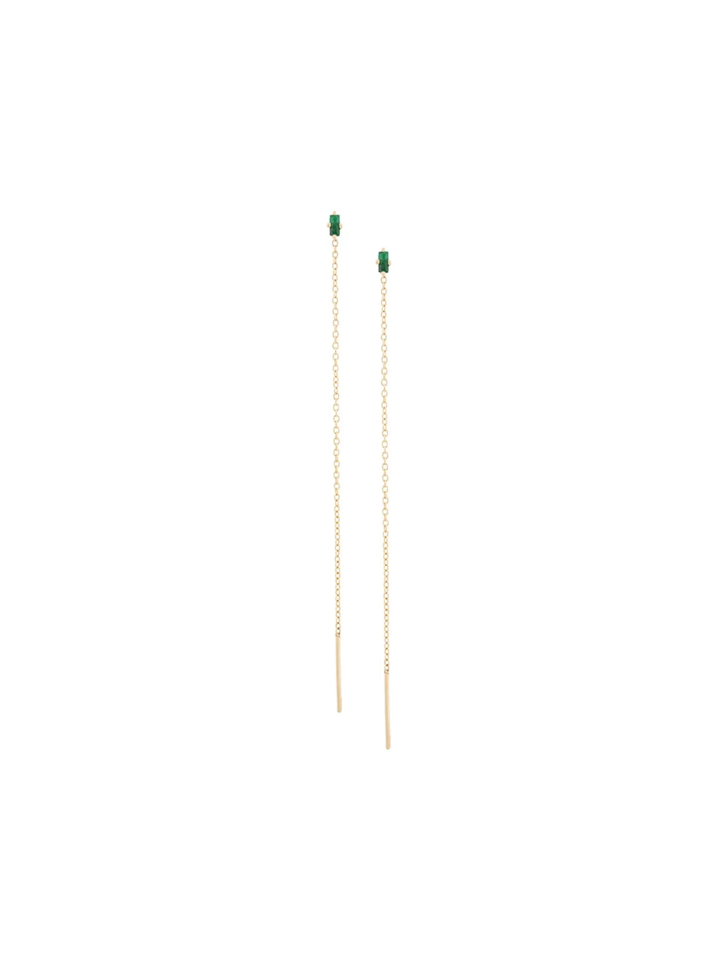 18K yellow gold Floating Thread emerald earrings