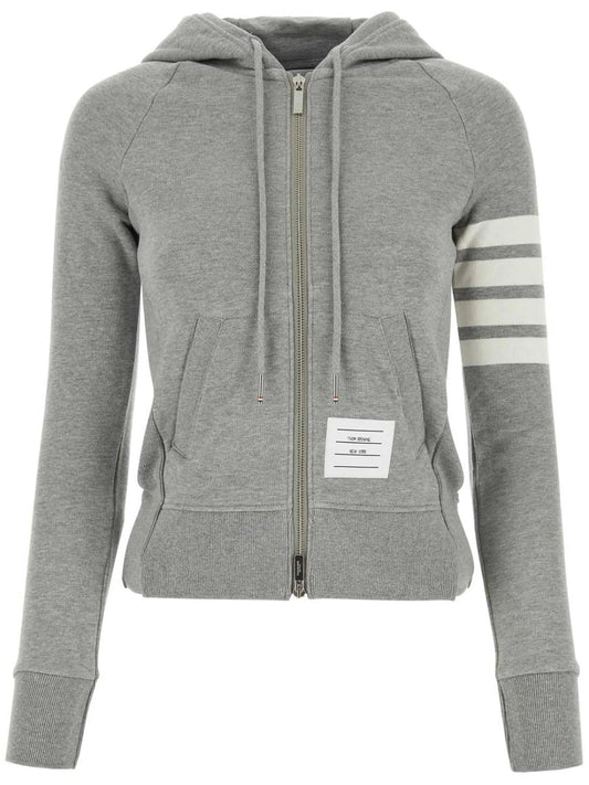 4-Bar striped cotton hoodie