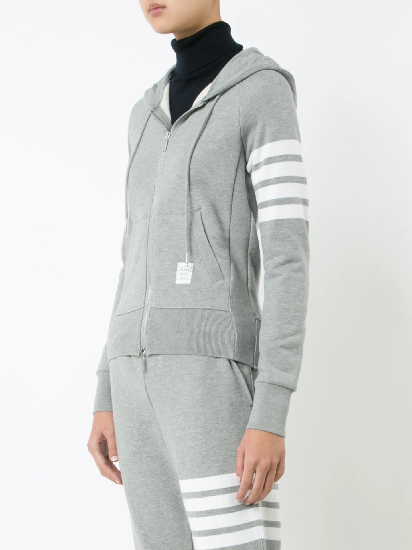 4-Bar striped cotton hoodie