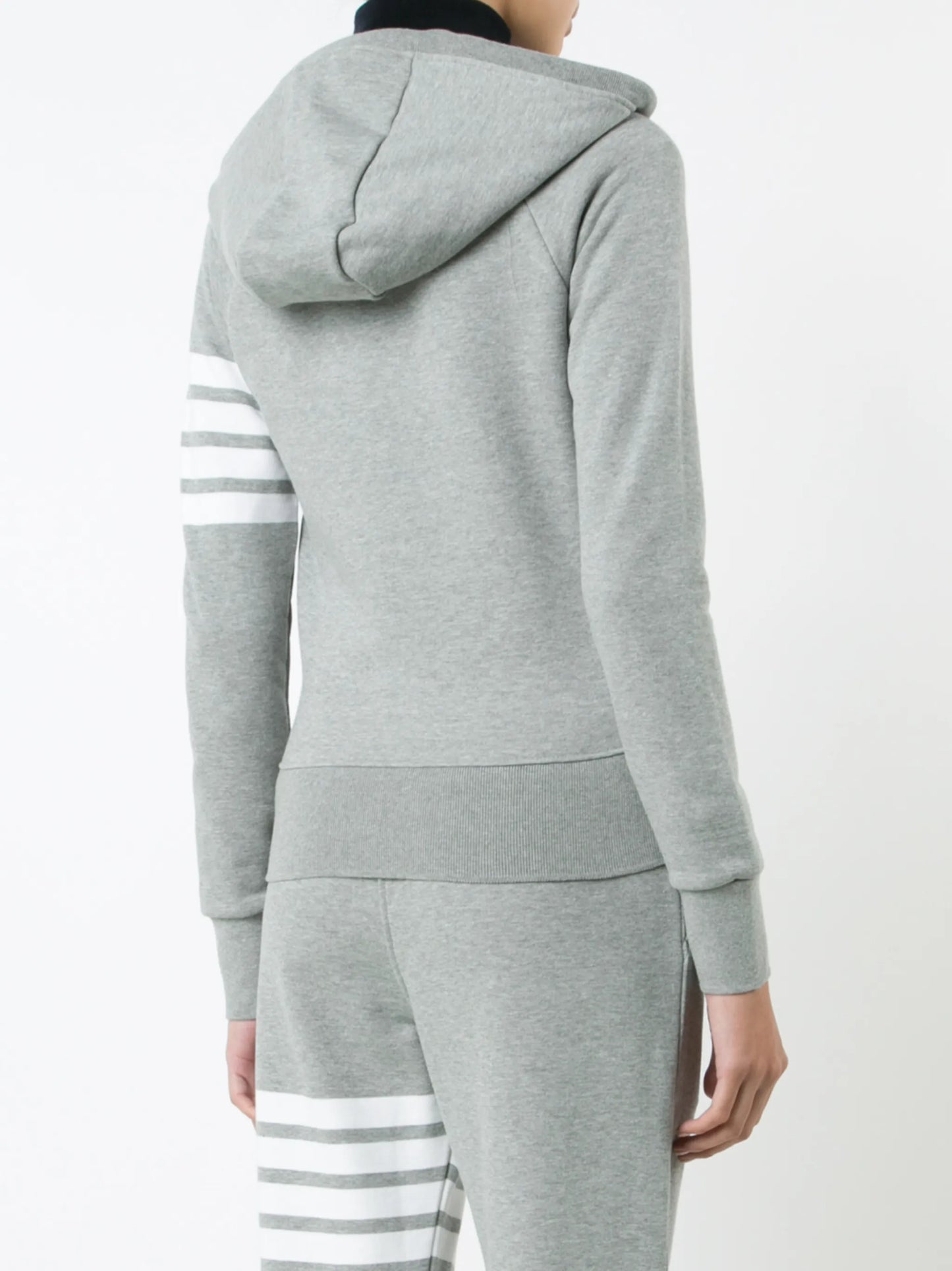 4-Bar striped cotton hoodie