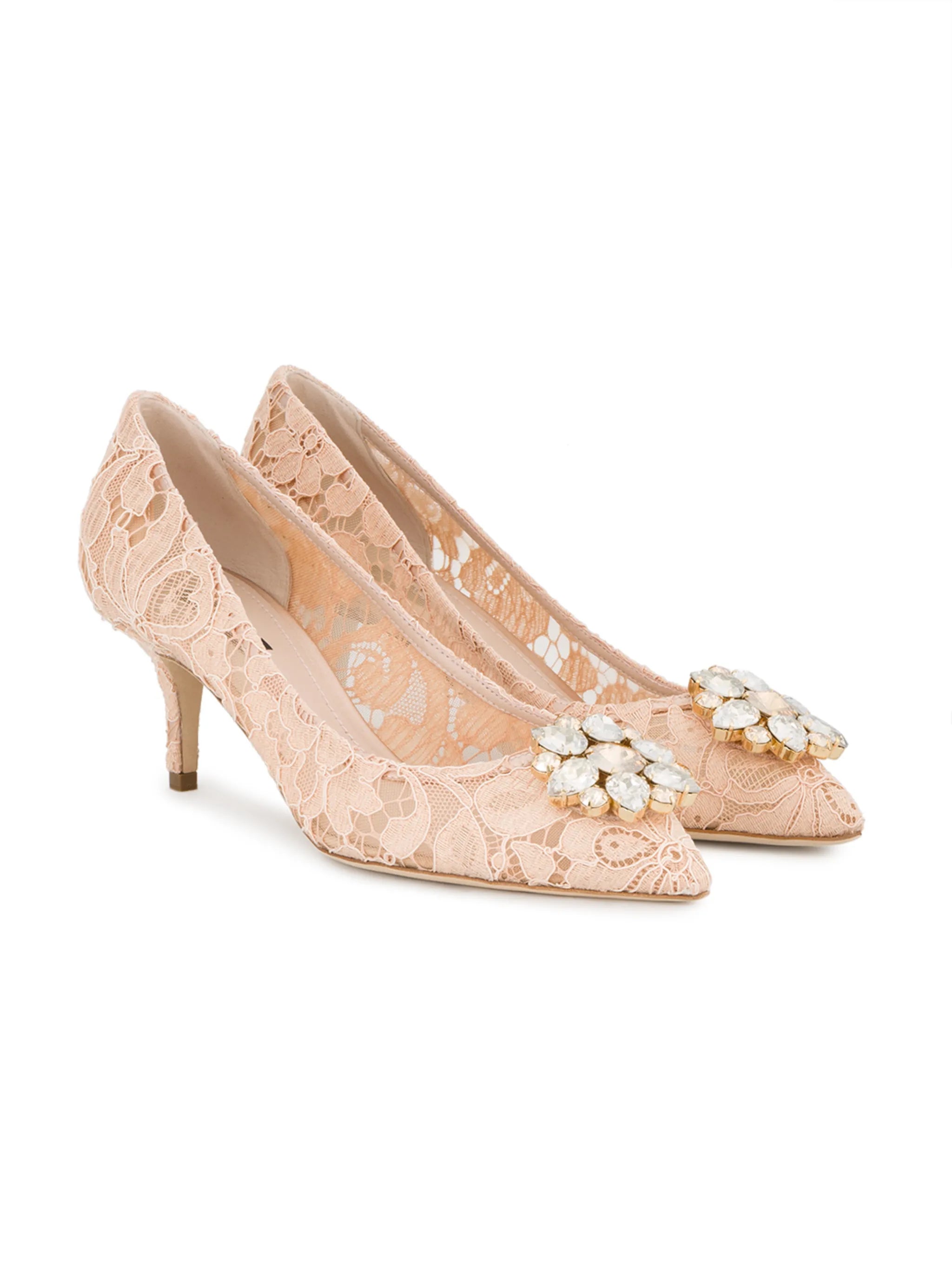 Rainbow Lace 60mm brooch-detail pumps