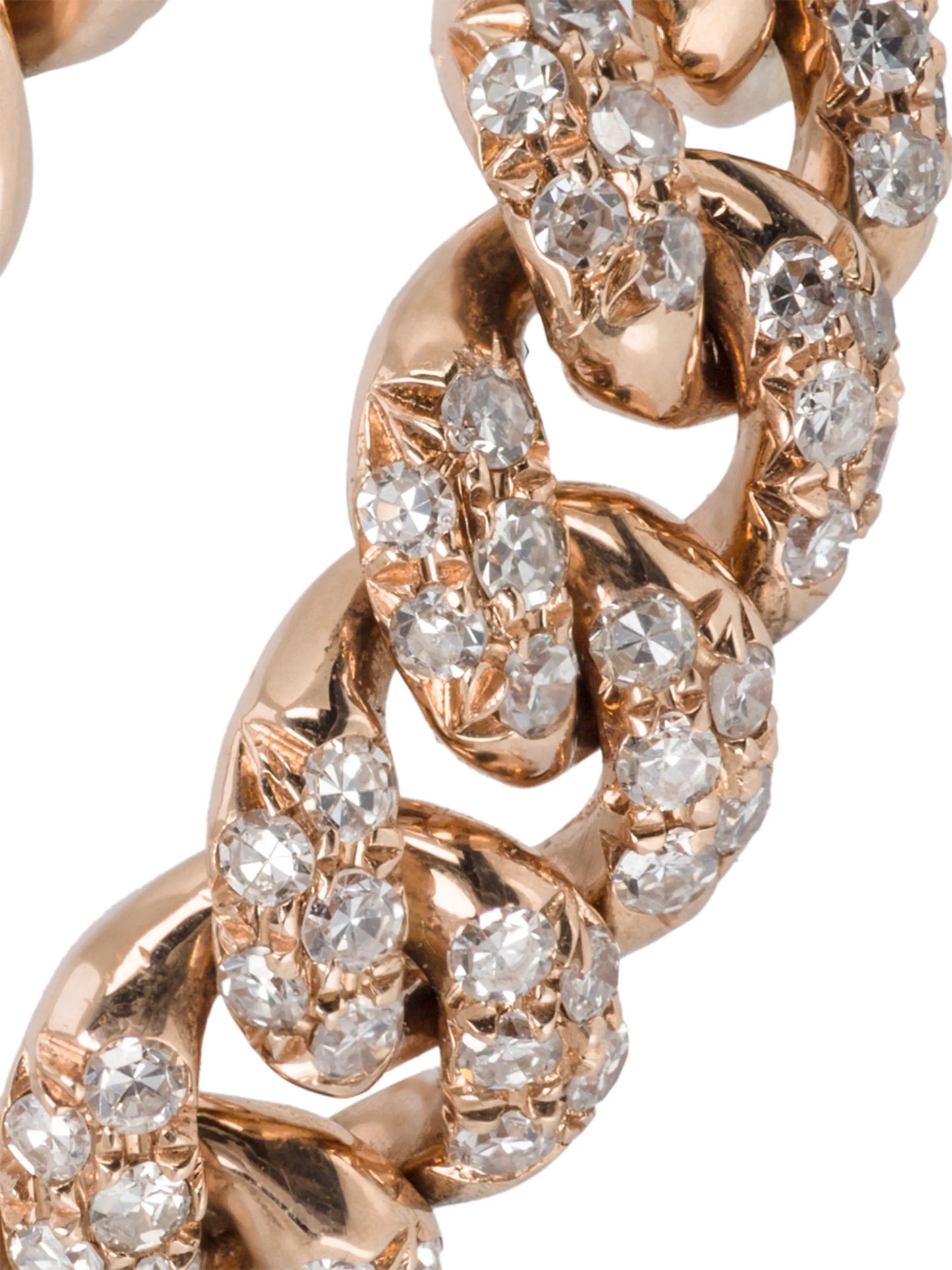 18K rolse gold essential diamond chain link ring