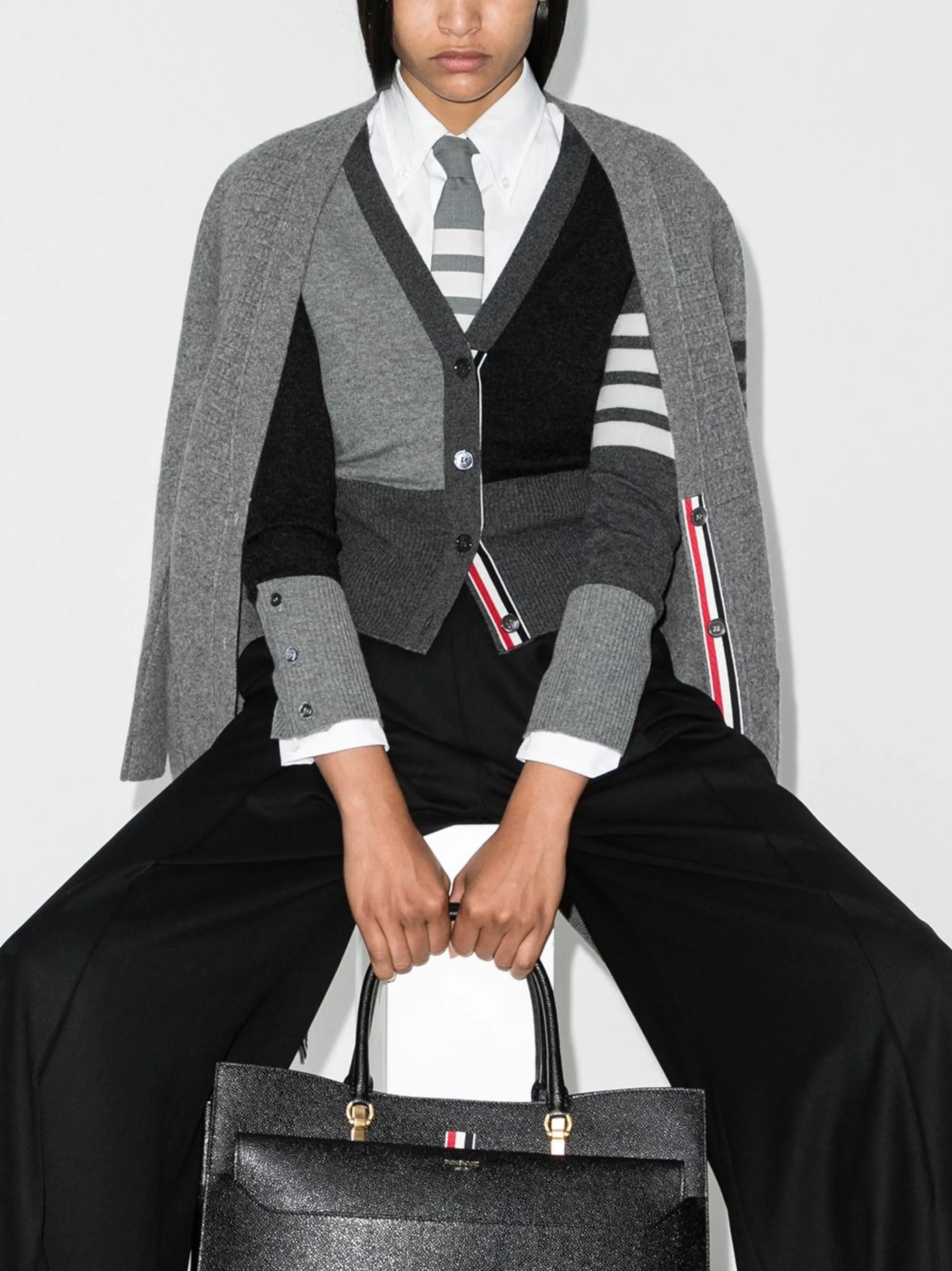 monochrome block cashmere cardigan
