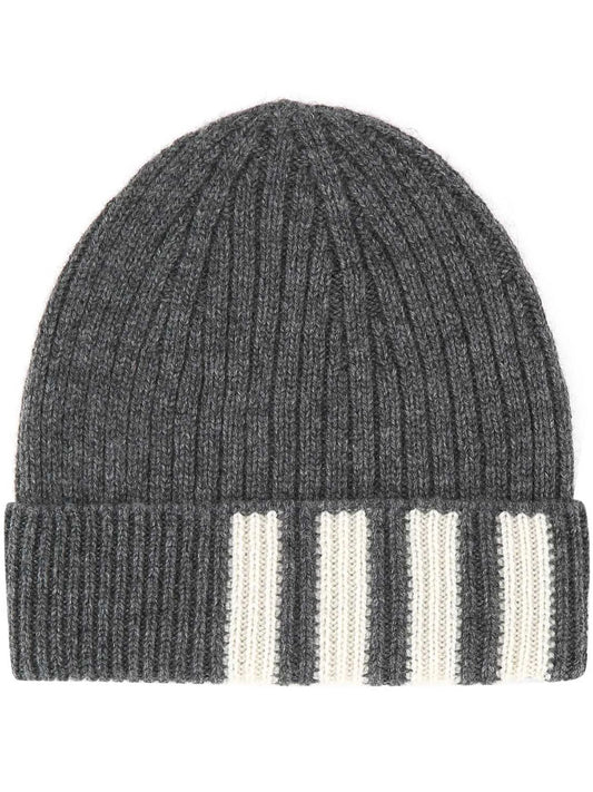 cashmere ribbed-knit beanie