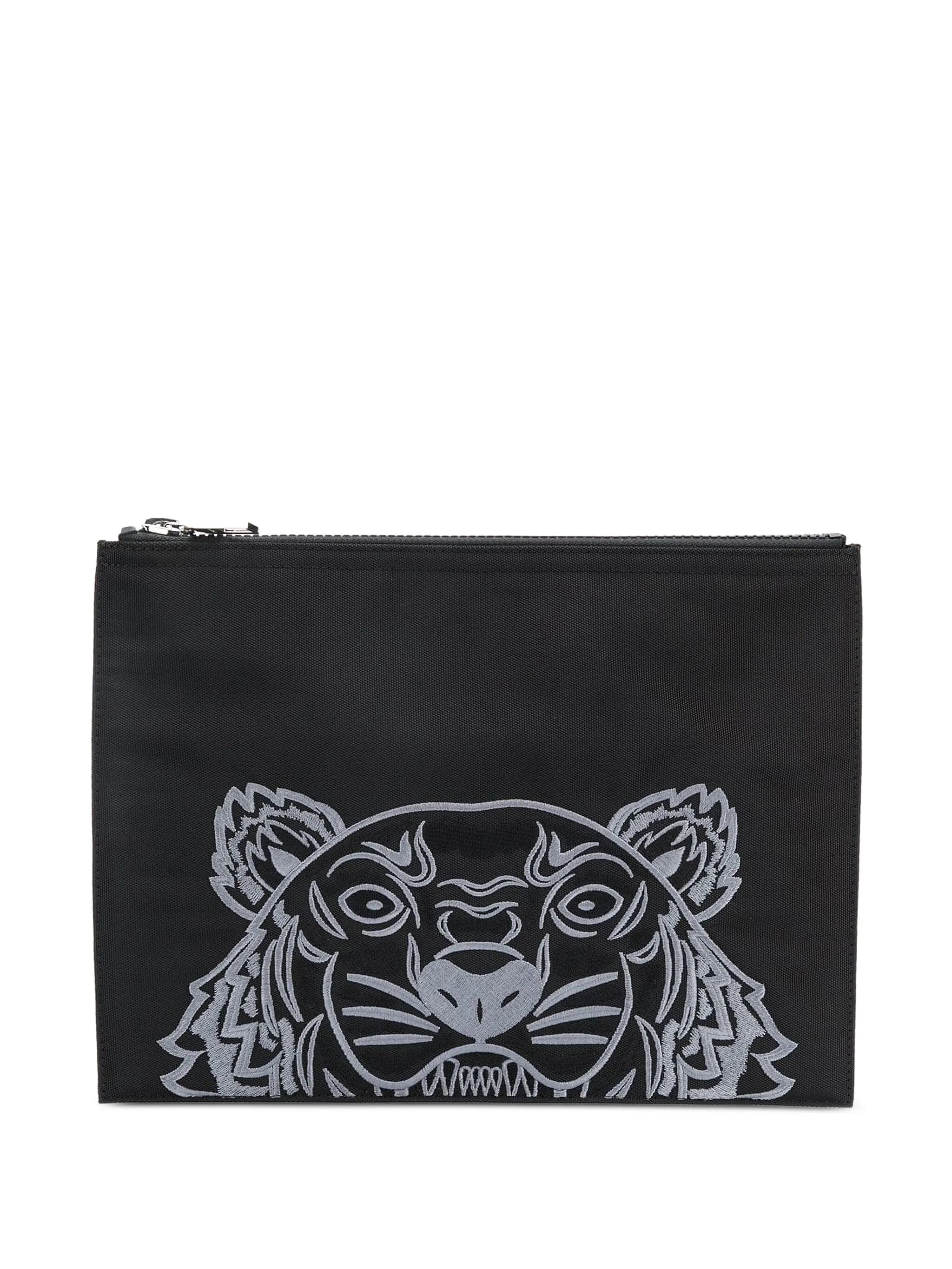 A4 Tiger embroidered clutch bag