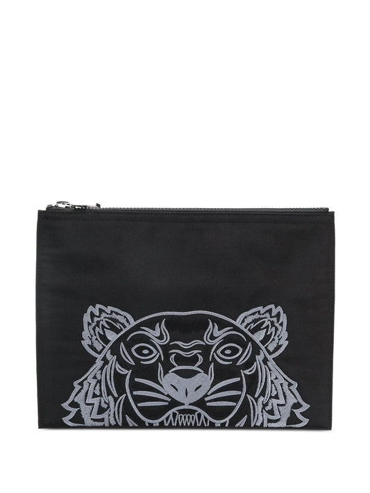A4 Tiger embroidered clutch bag