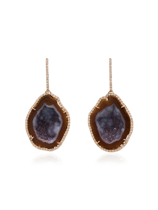18kt rose gold diamond stone earrings