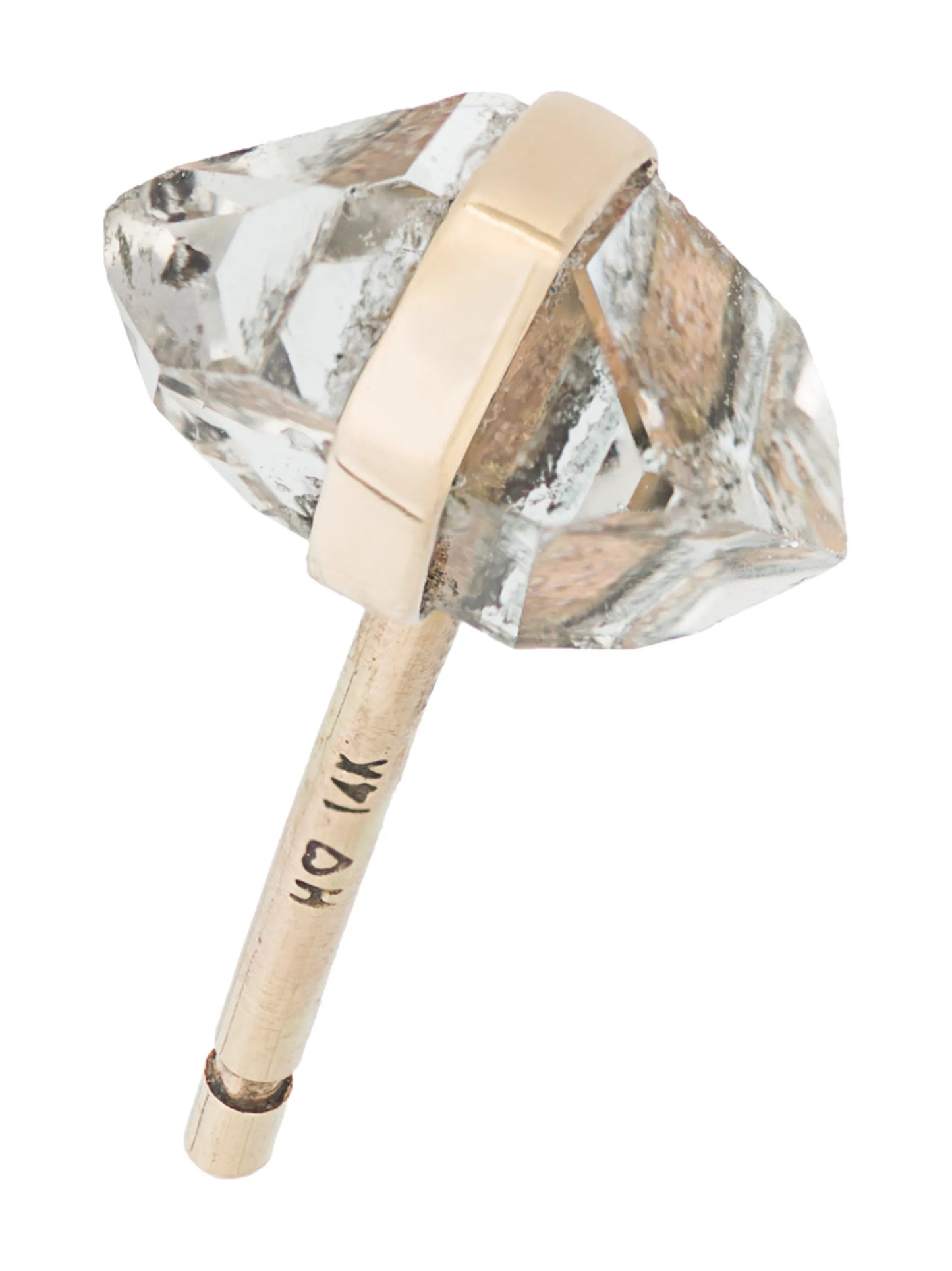 14K yellow gold quartz stud earring