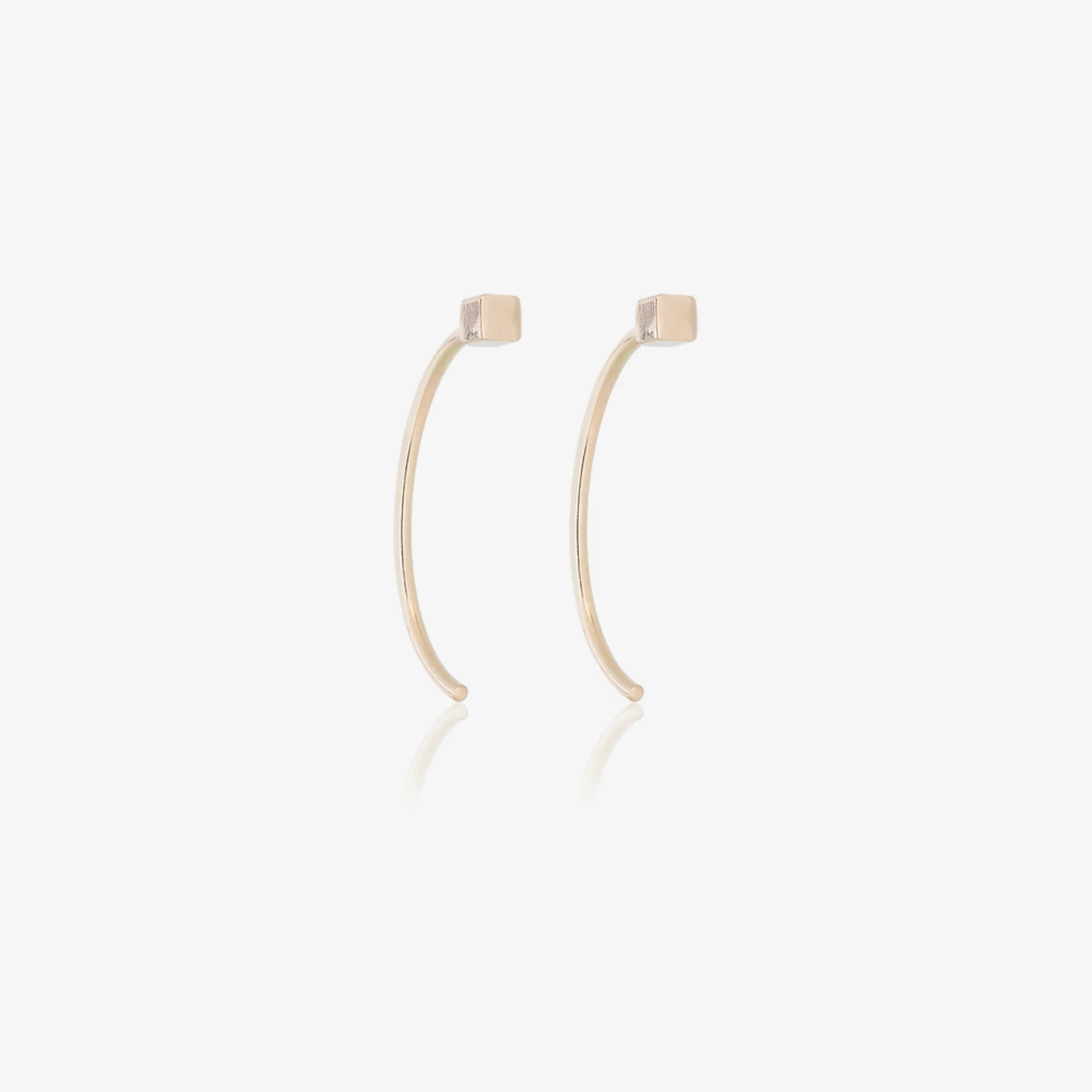 long curved cube bar earrings