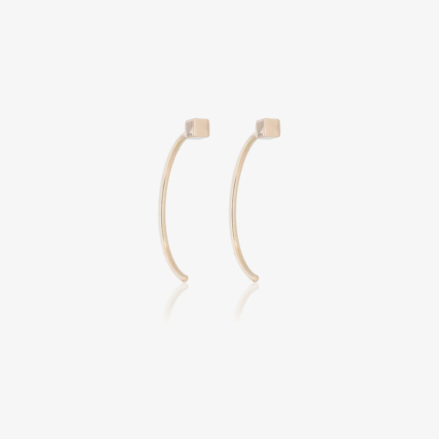 long curved cube bar earrings