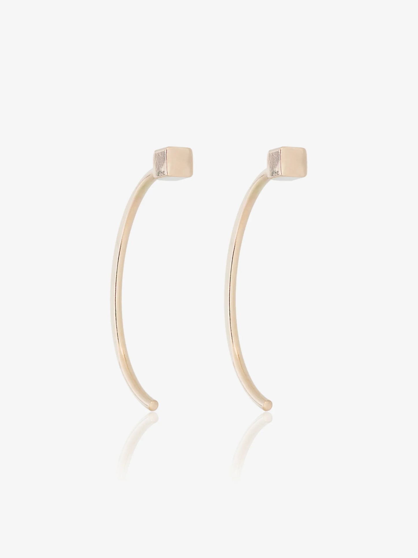 long curved cube bar earrings