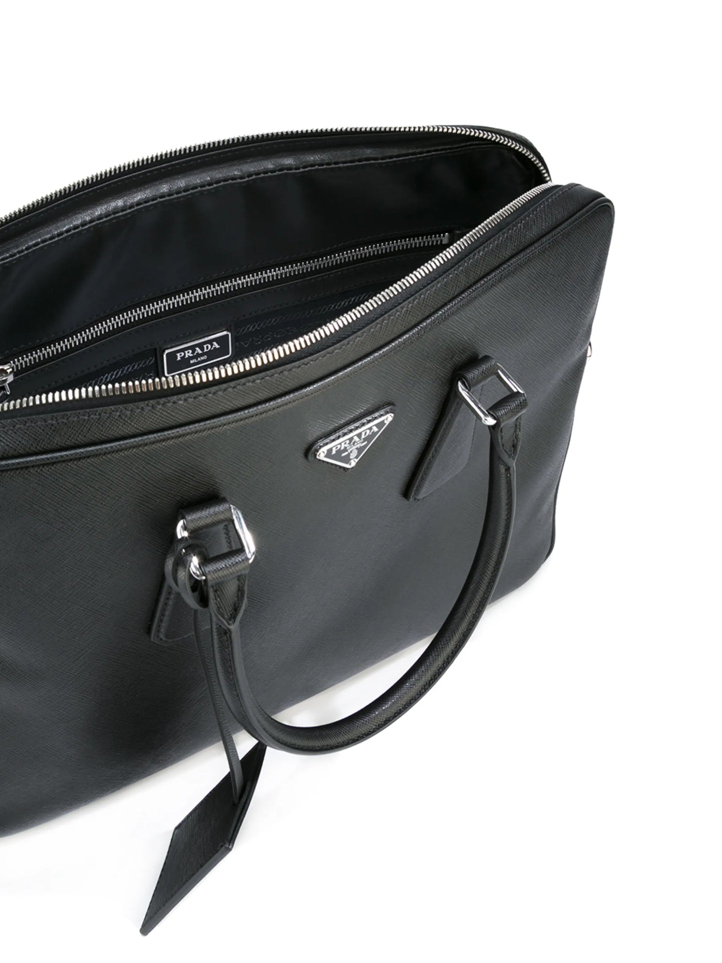 triangle-logo leather briefcase
