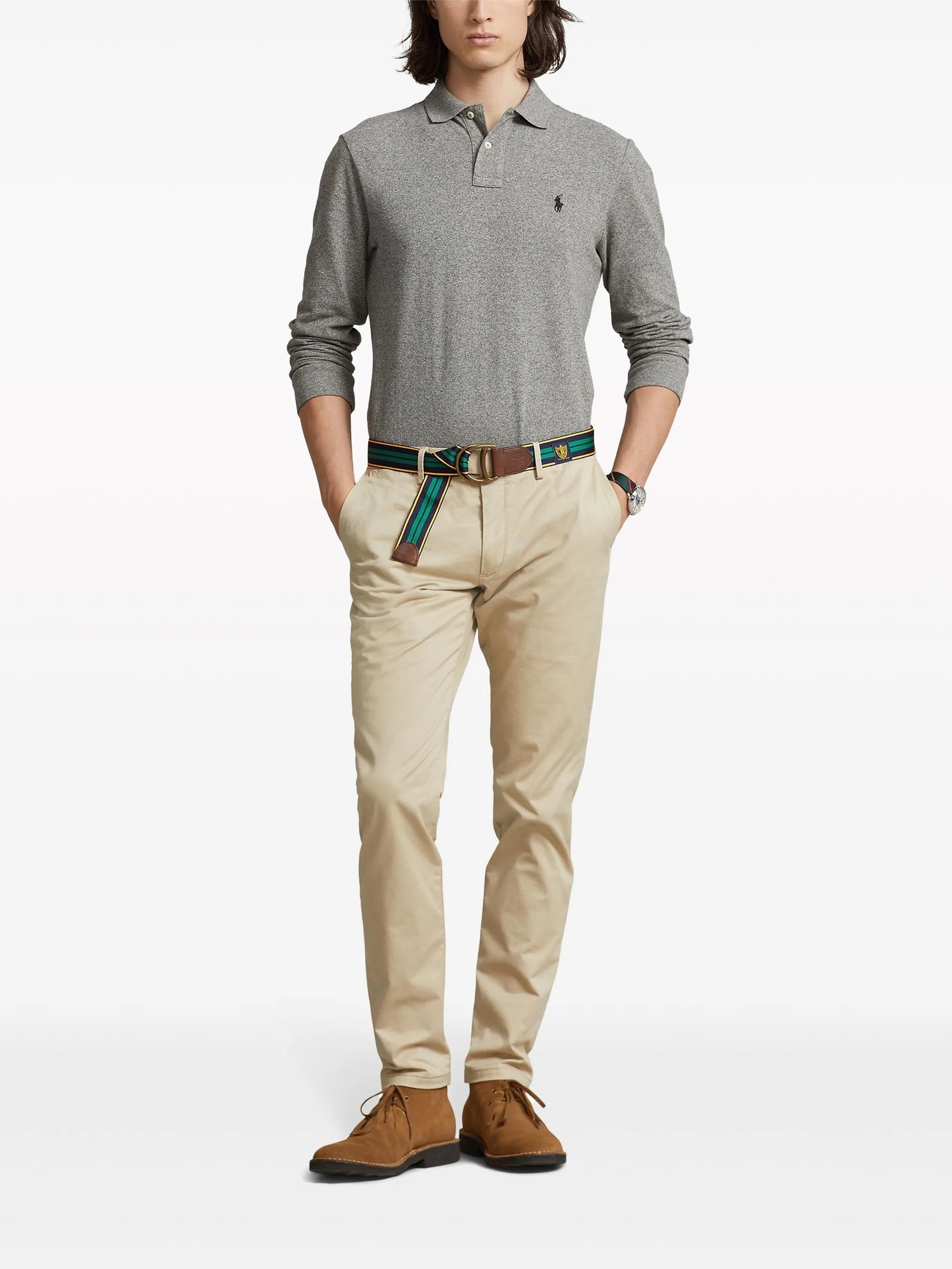 logo embroidered long-sleeve polo shirt