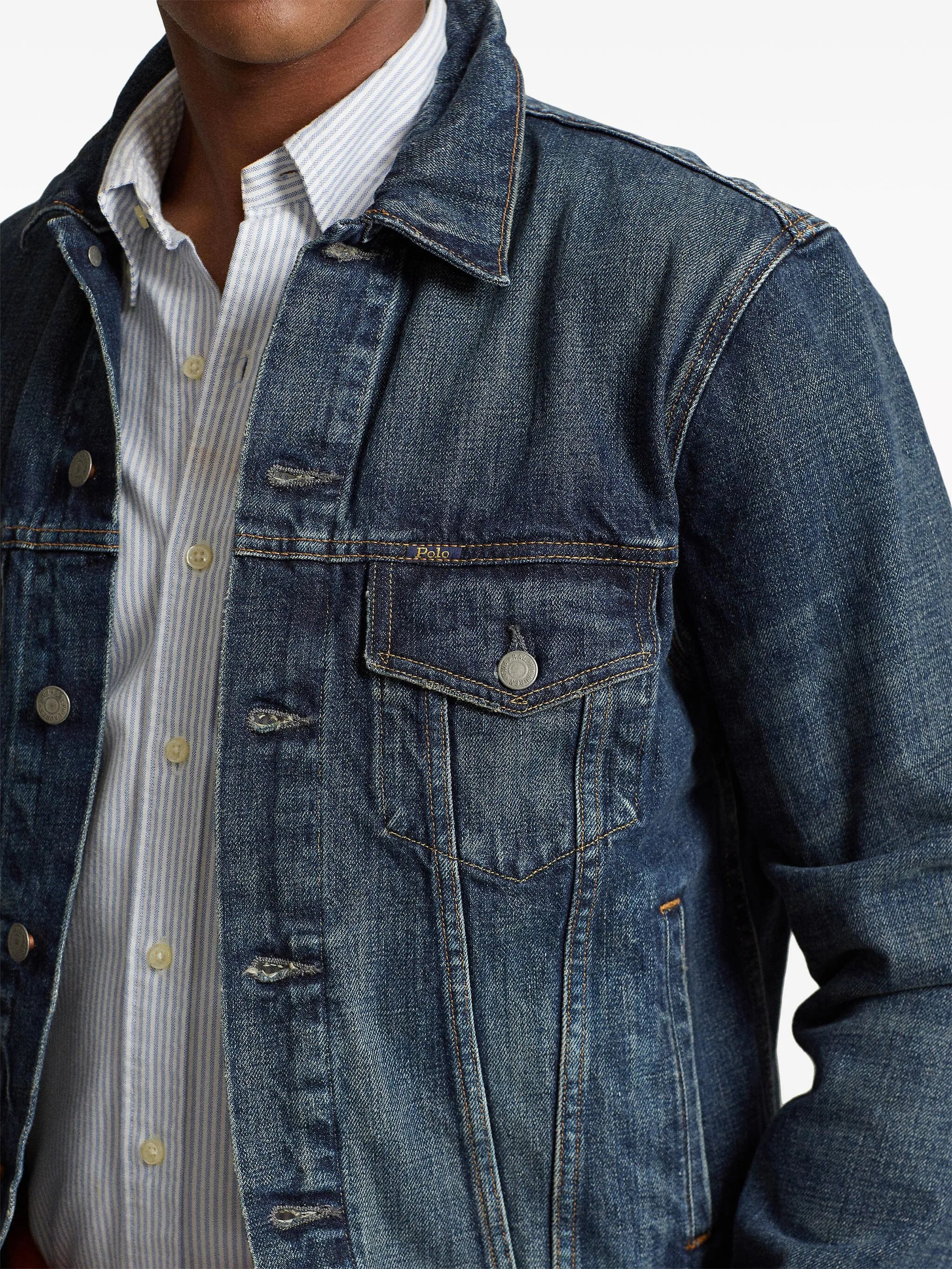 classic-collar cotton denim jacket