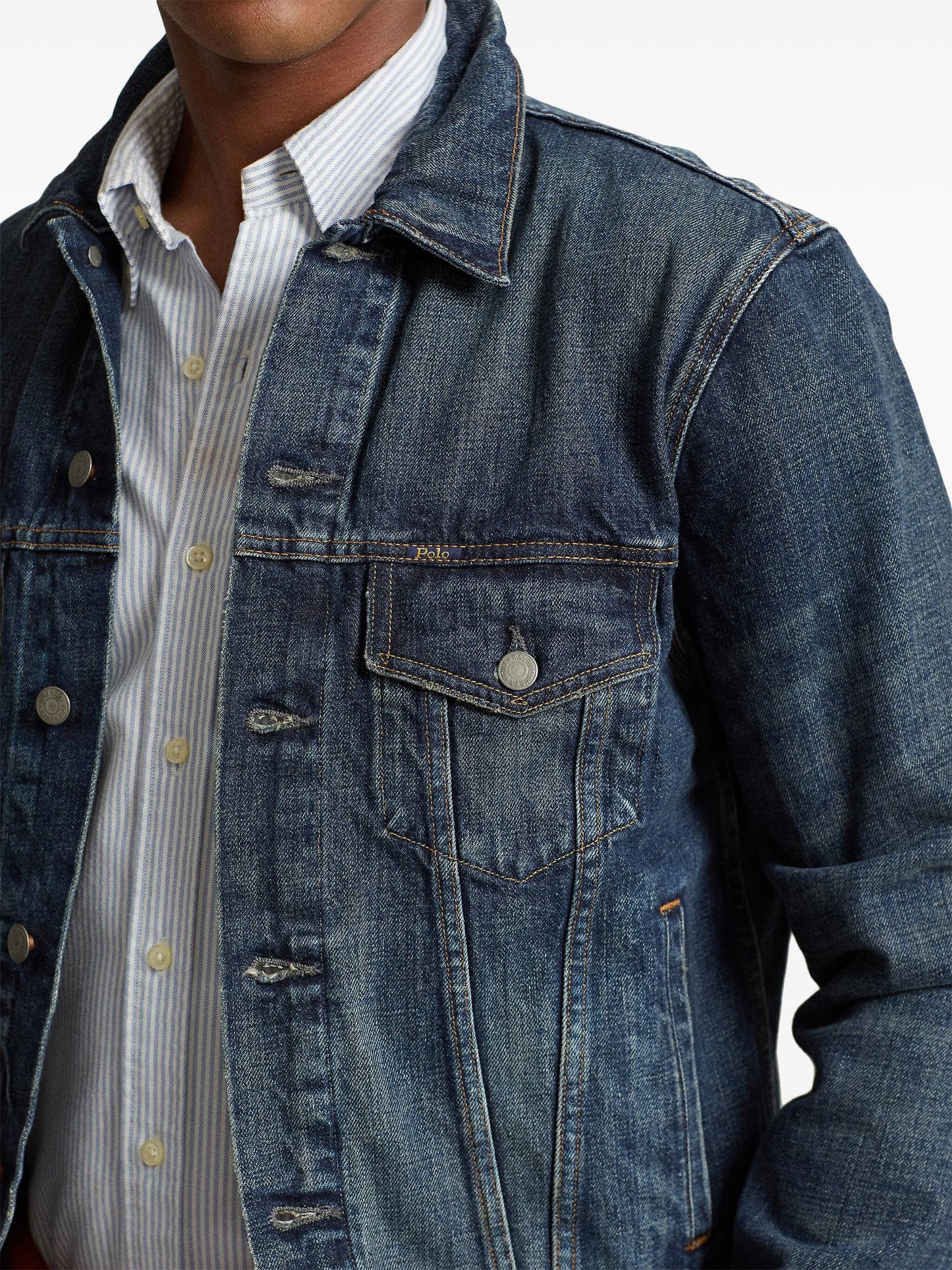 classic-collar cotton denim jacket
