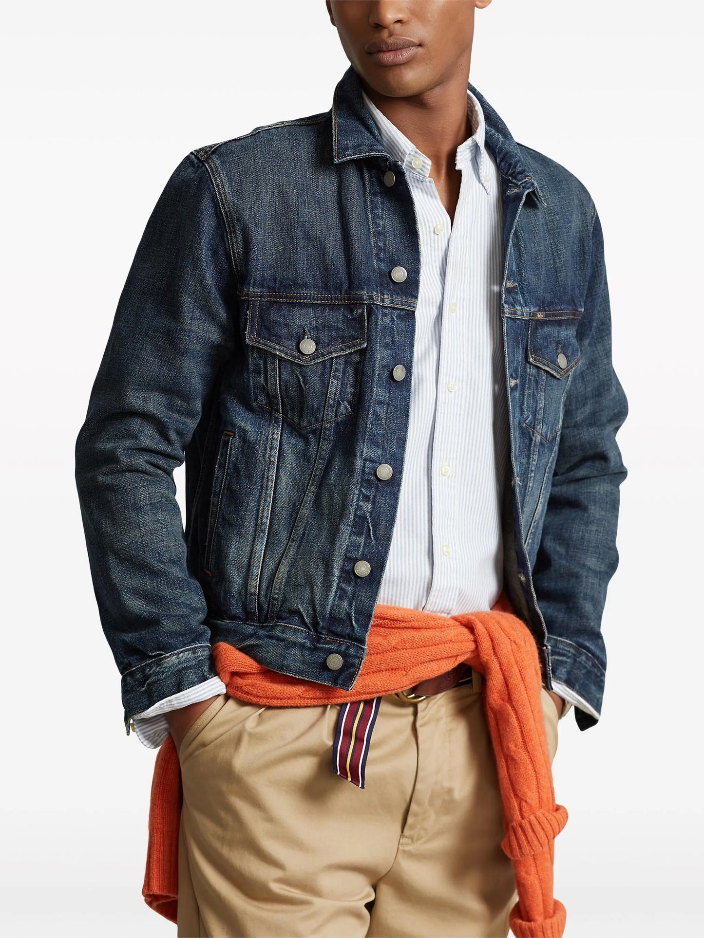 classic-collar cotton denim jacket
