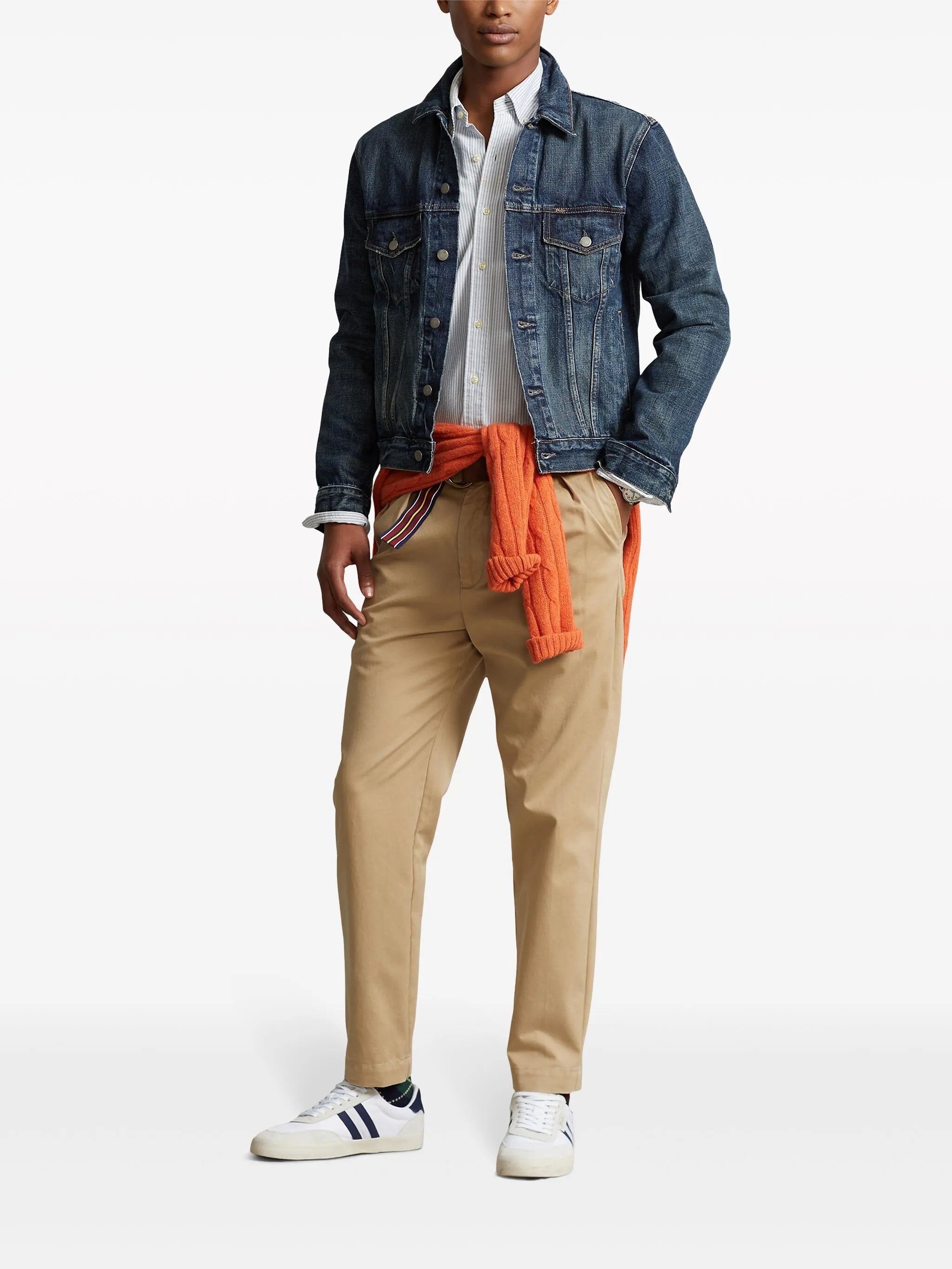 classic-collar cotton denim jacket