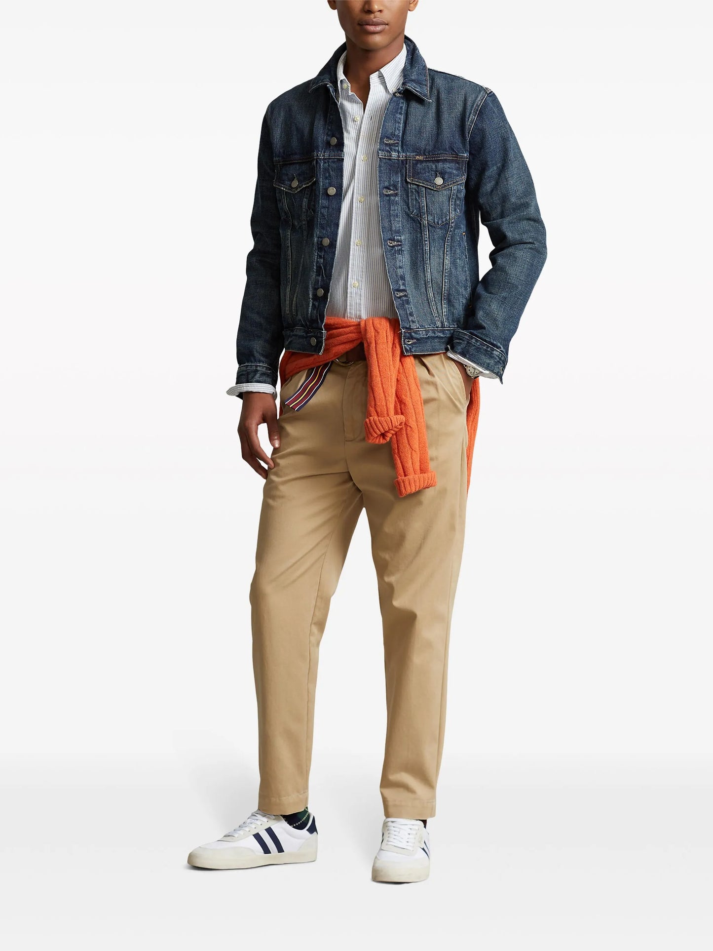 classic-collar cotton denim jacket