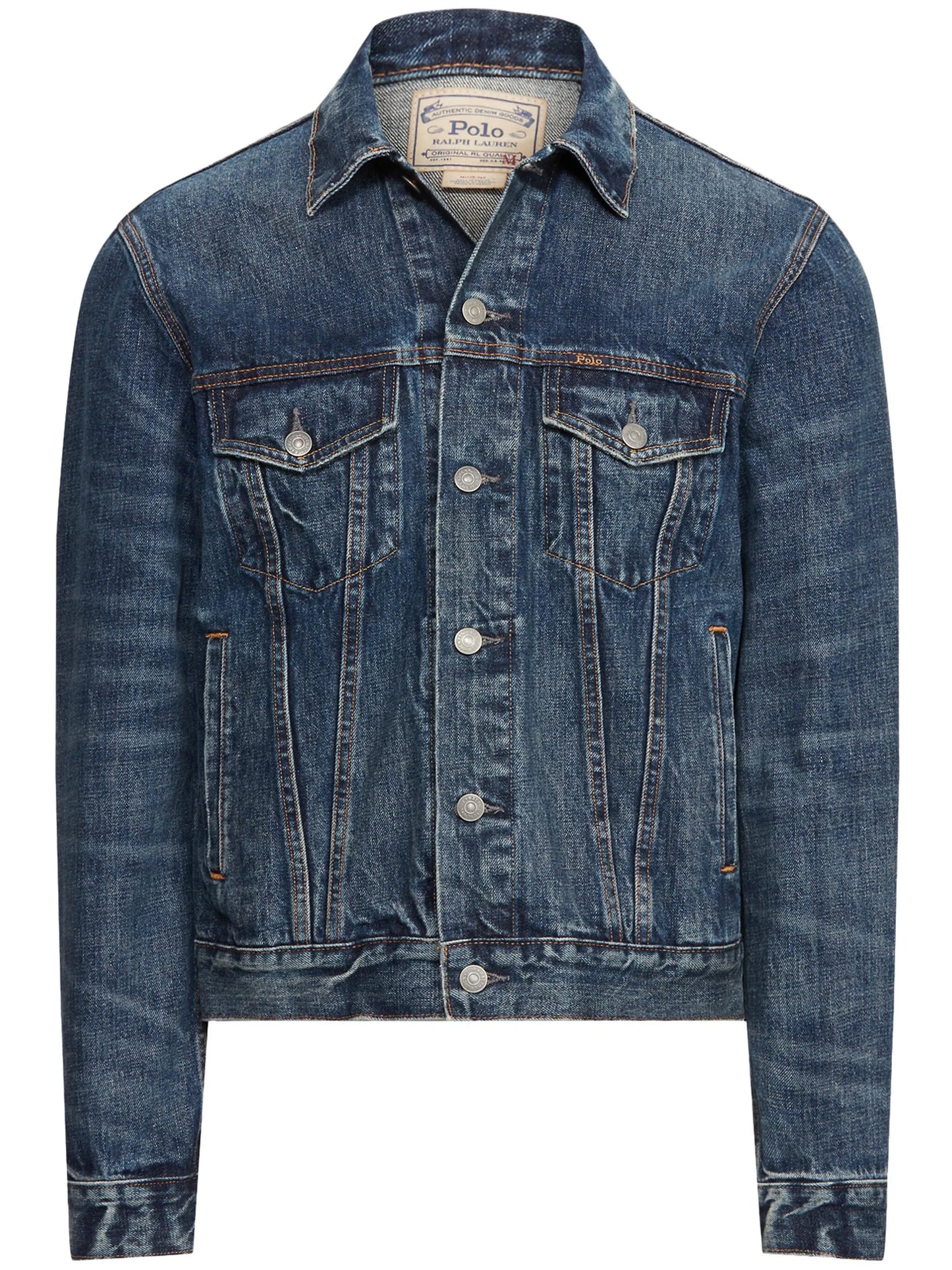 classic-collar cotton denim jacket
