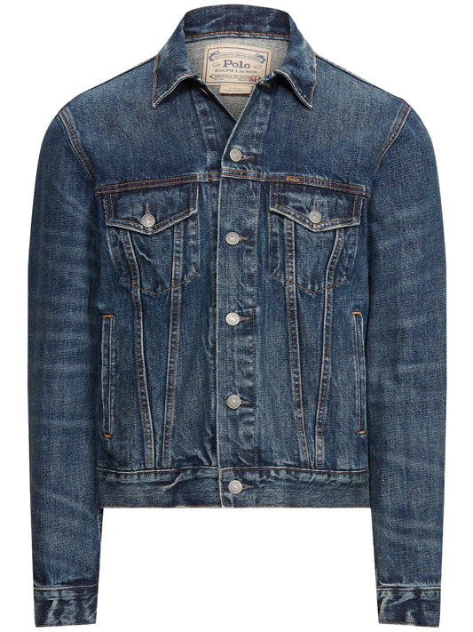 classic-collar cotton denim jacket
