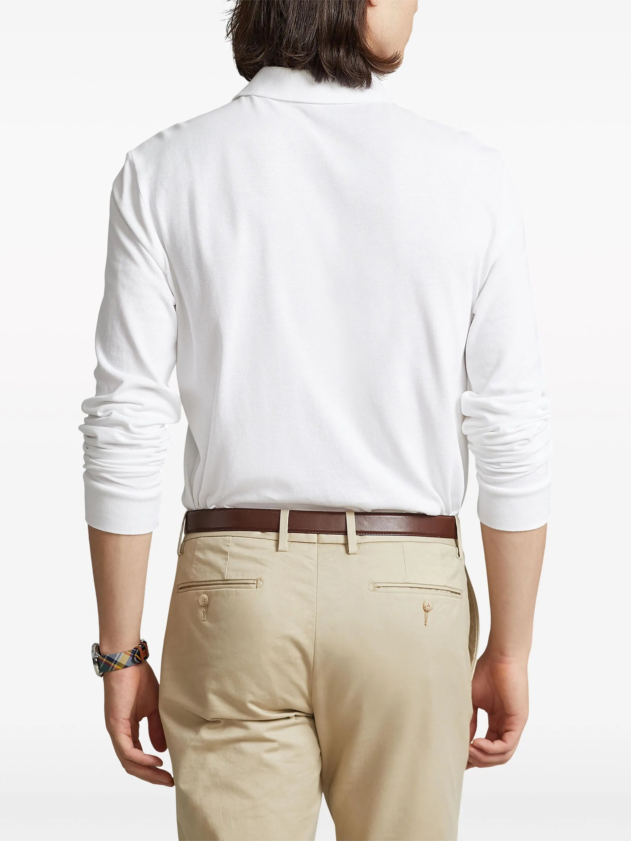 logo embroidered long-sleeve polo shirt