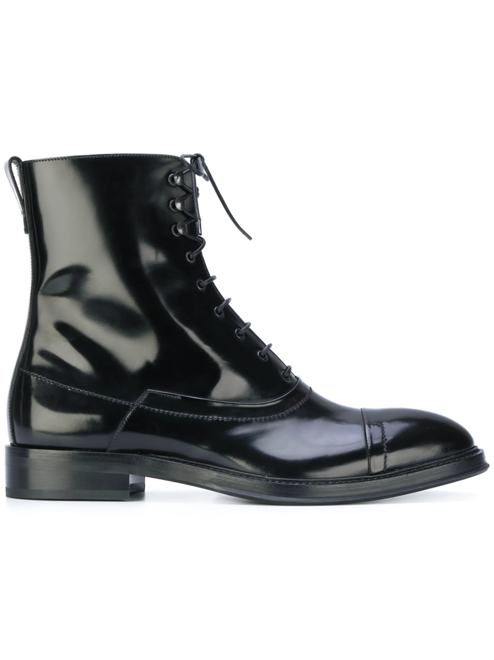 Nero glazed lace-up boots