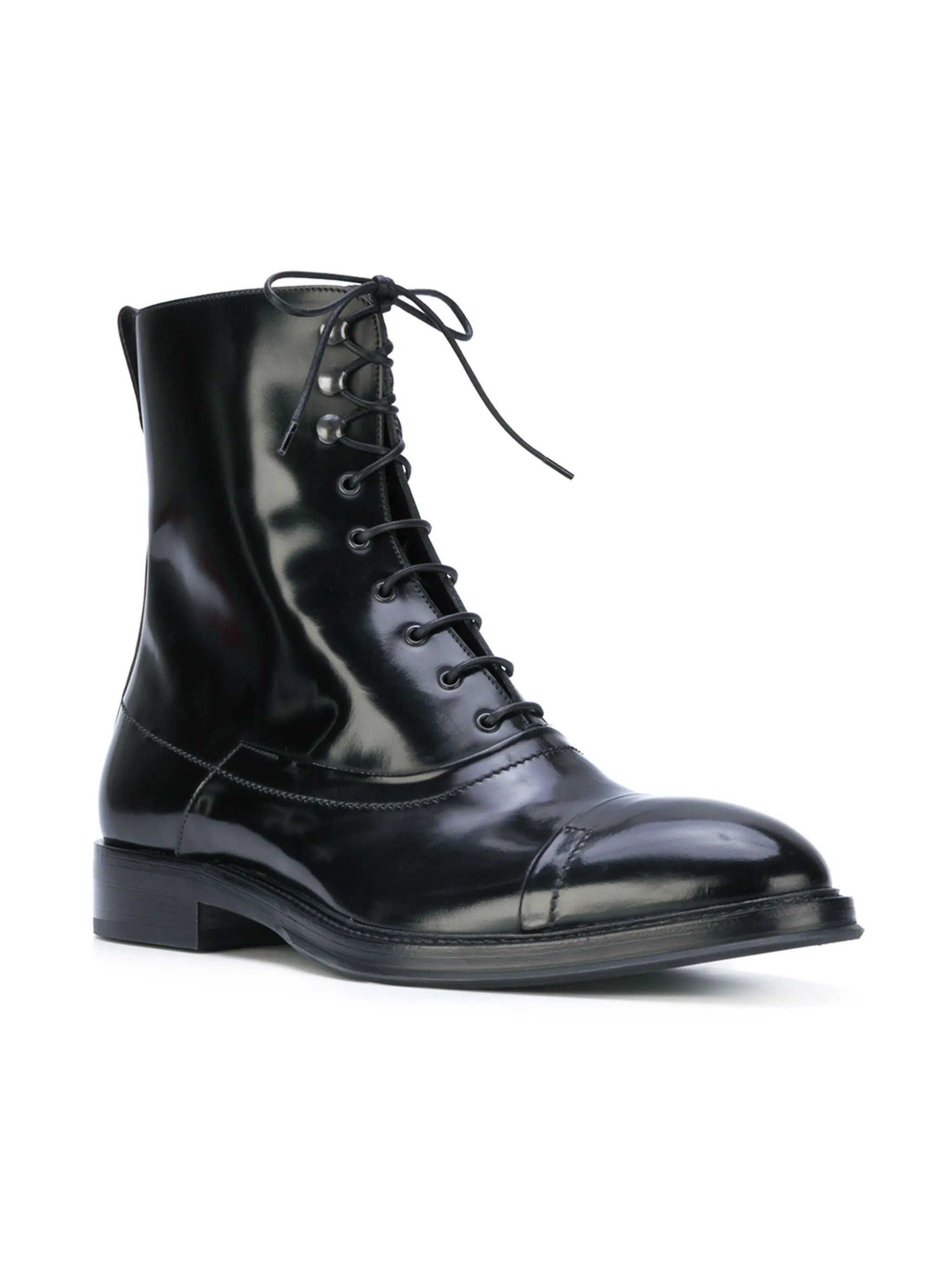 Nero glazed lace-up boots