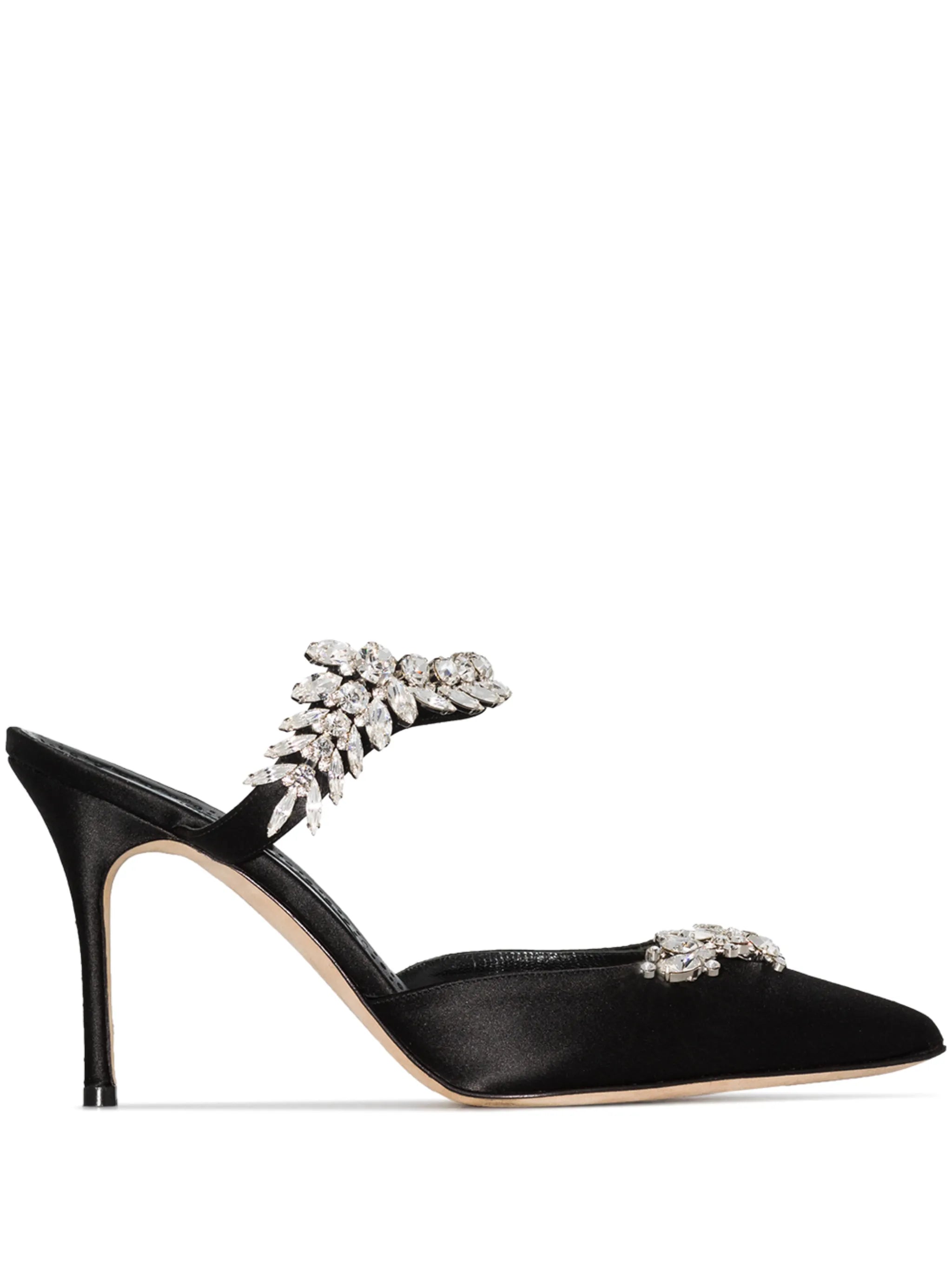 Lurum 90mm crystal- embellished satin mules