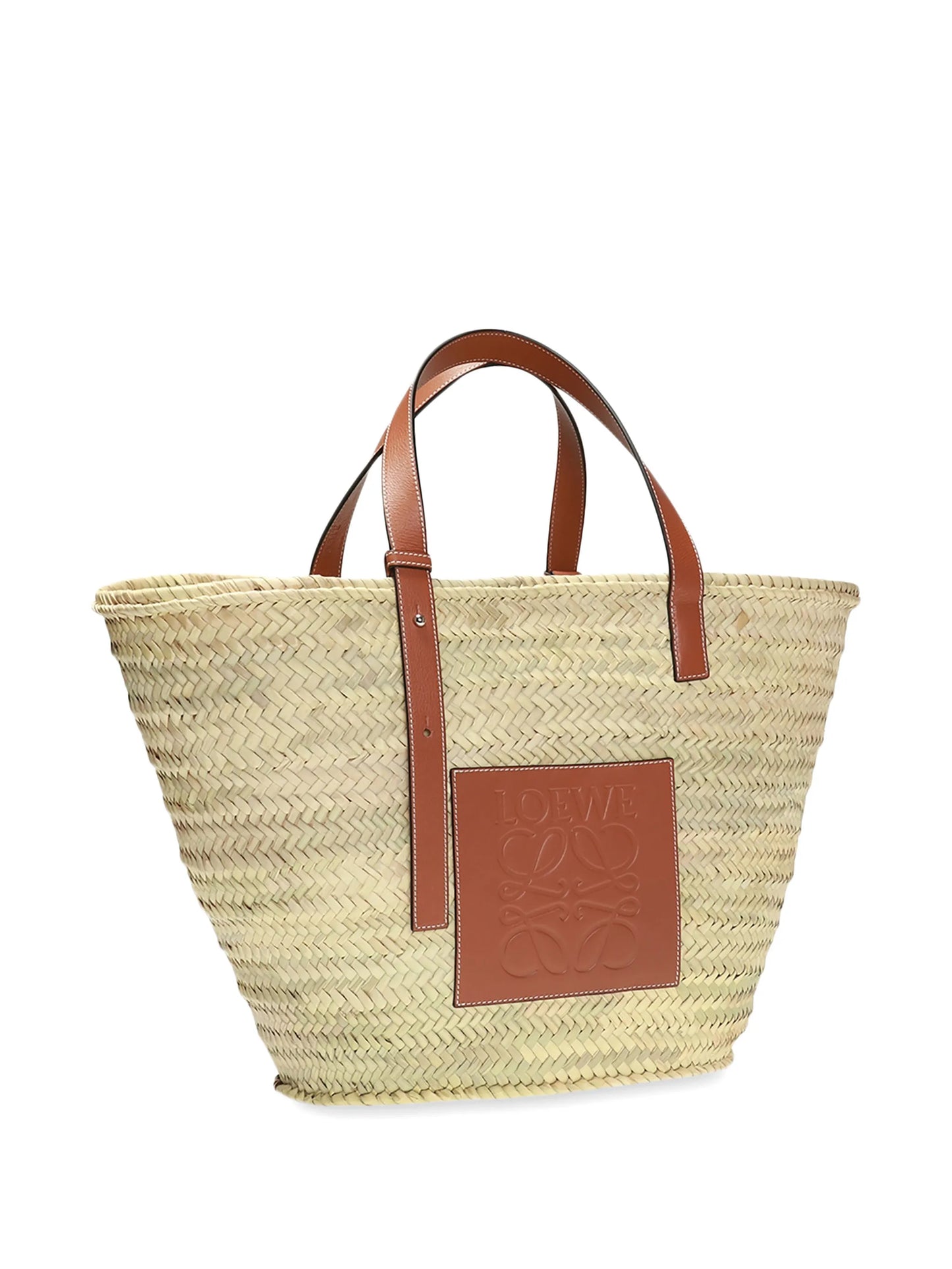 large logo raffia basket bag