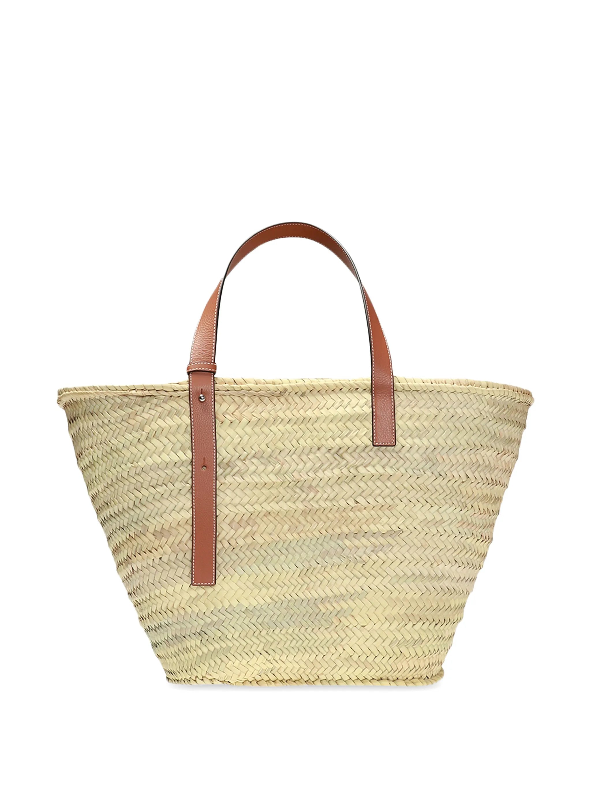 large logo raffia basket bag