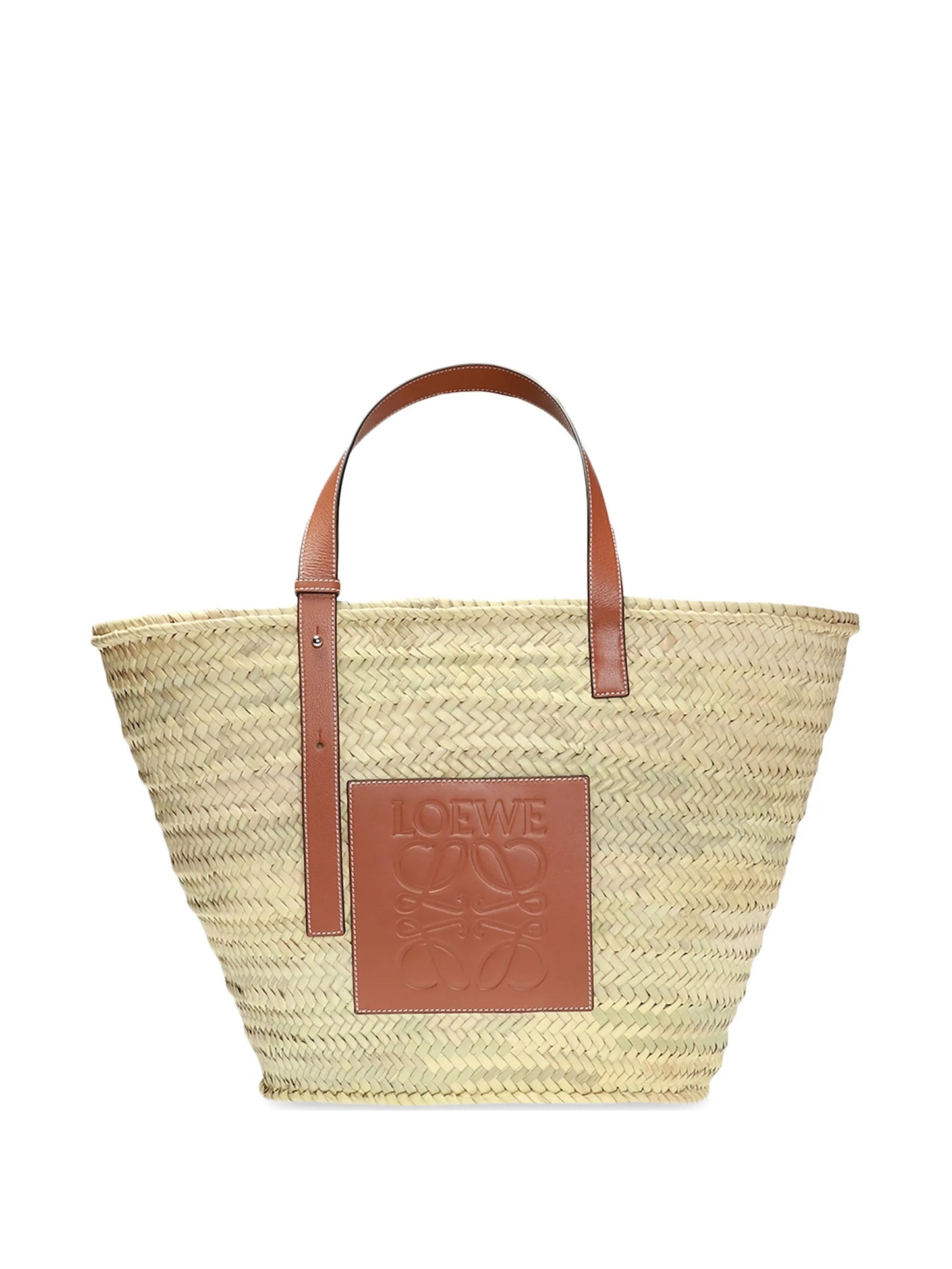 large logo raffia basket bag