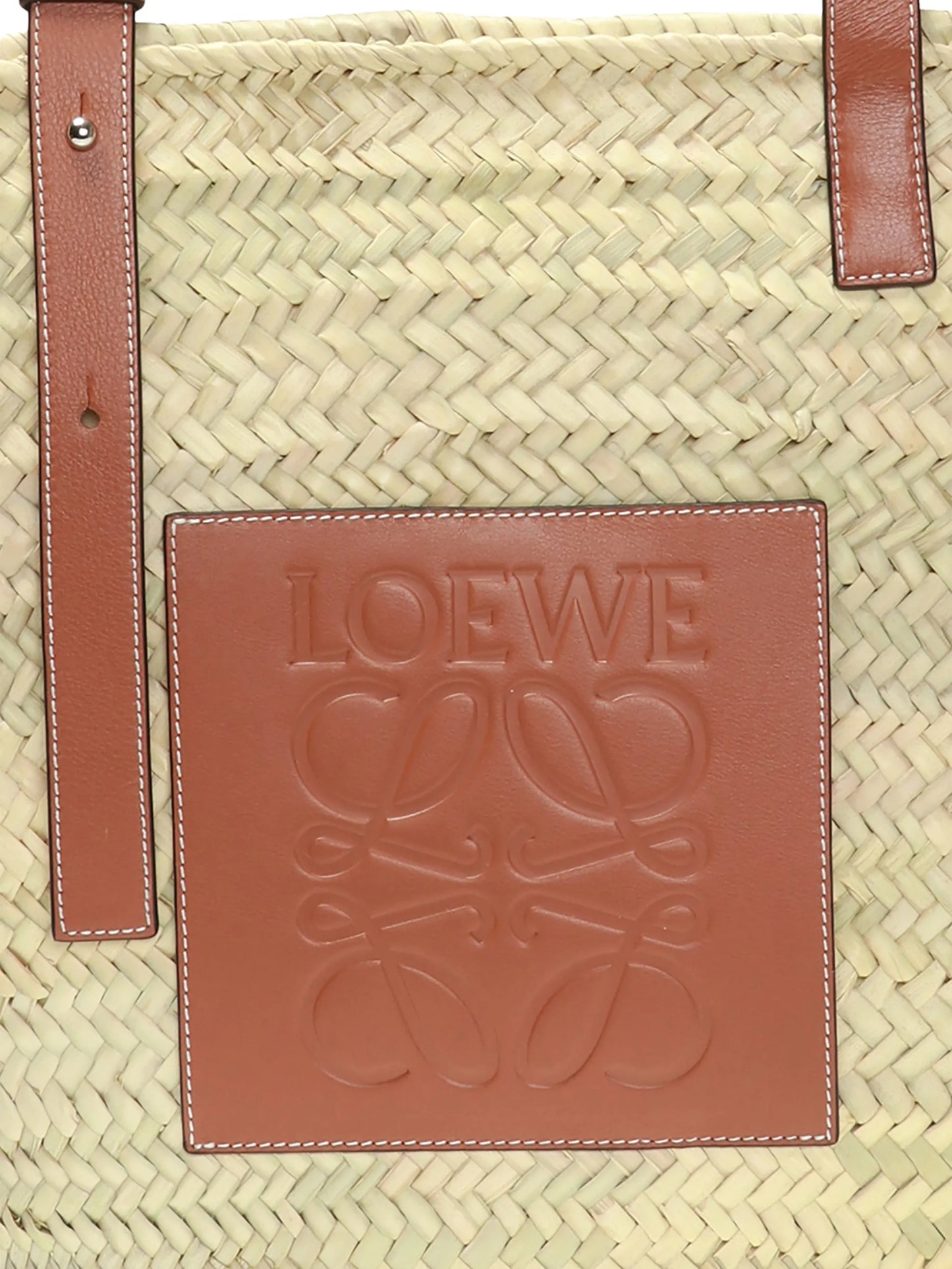 large logo raffia basket bag
