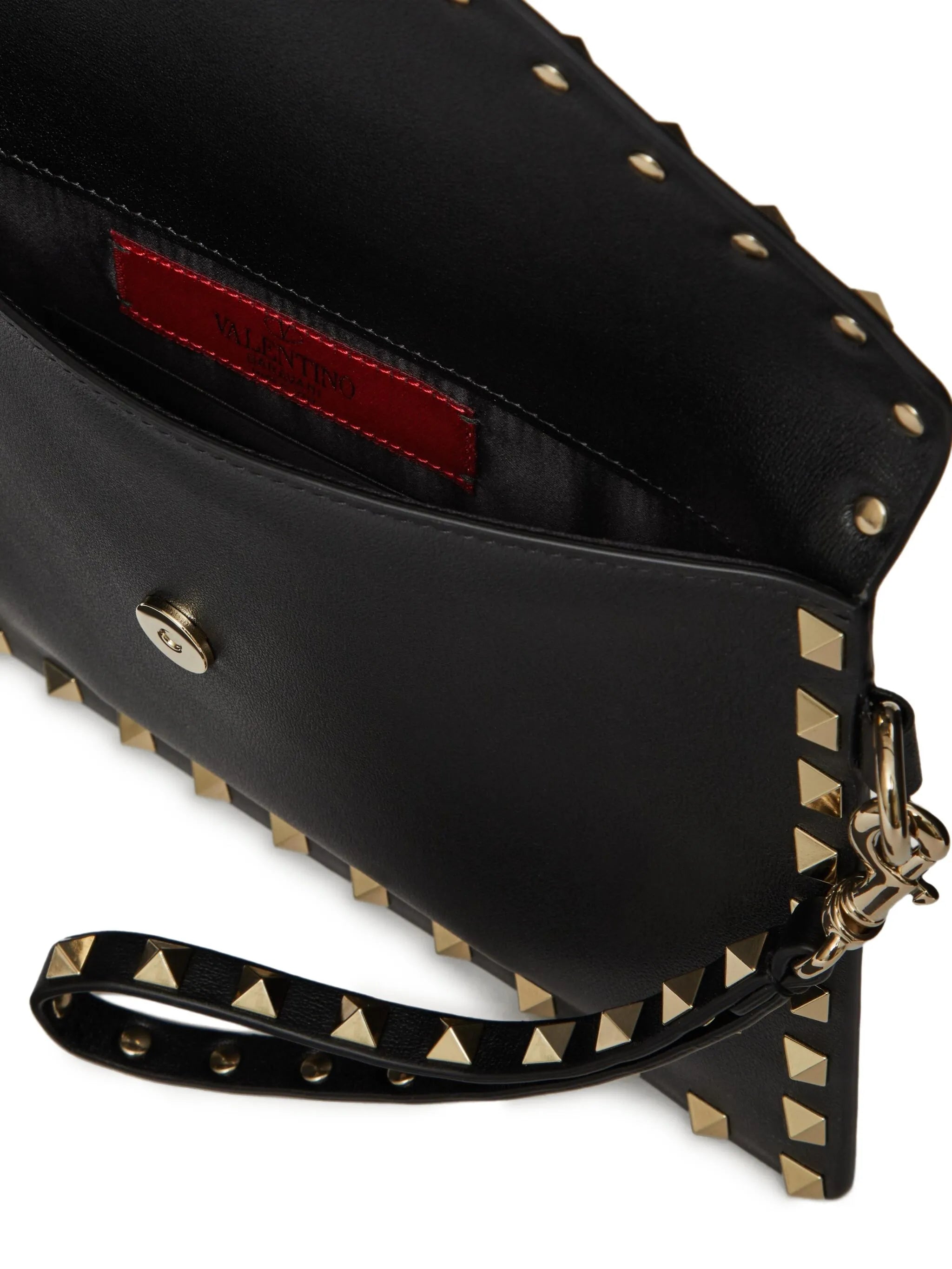 Rockstud leather clutch bag