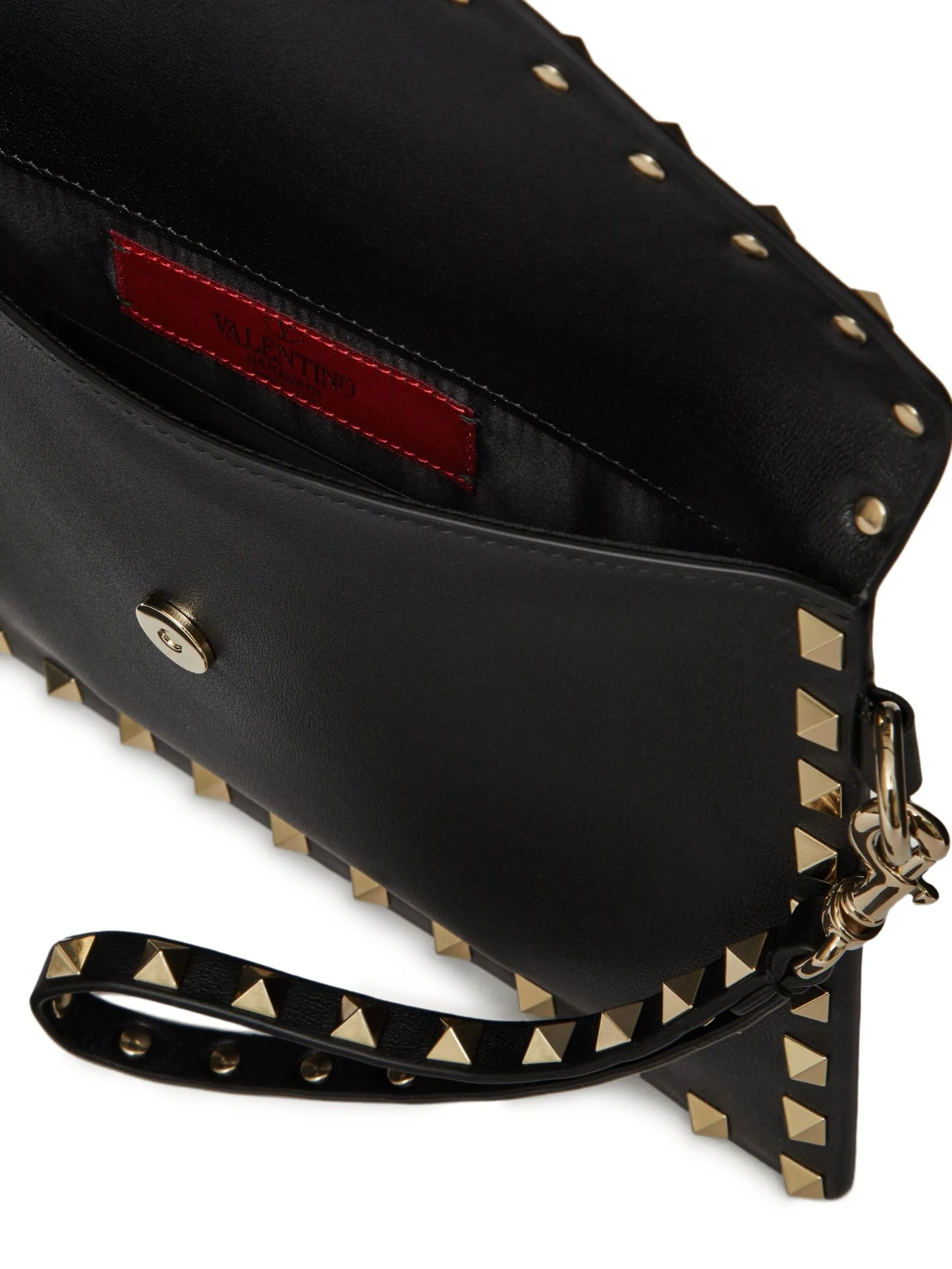 Rockstud leather clutch bag