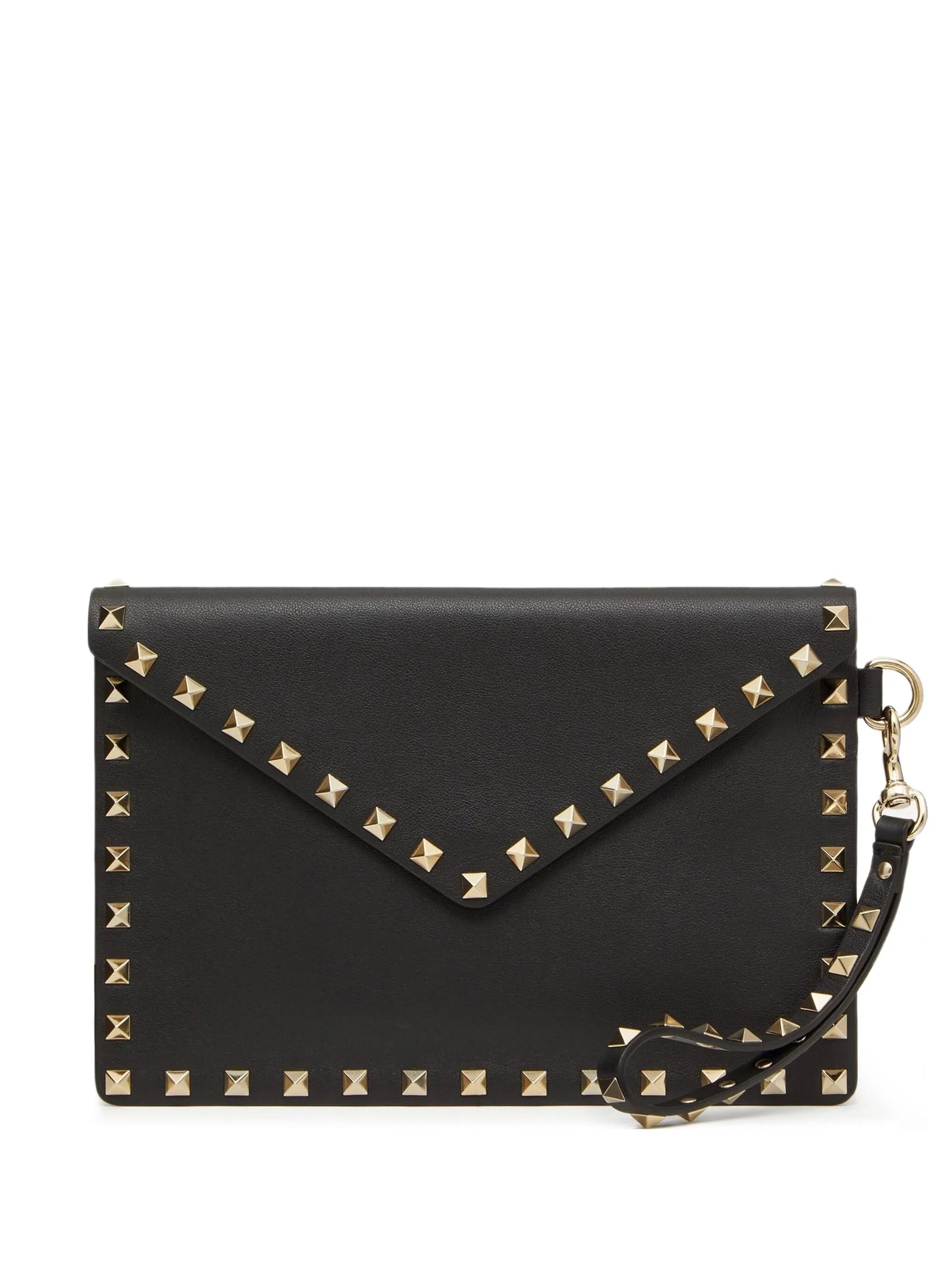 Rockstud leather clutch bag
