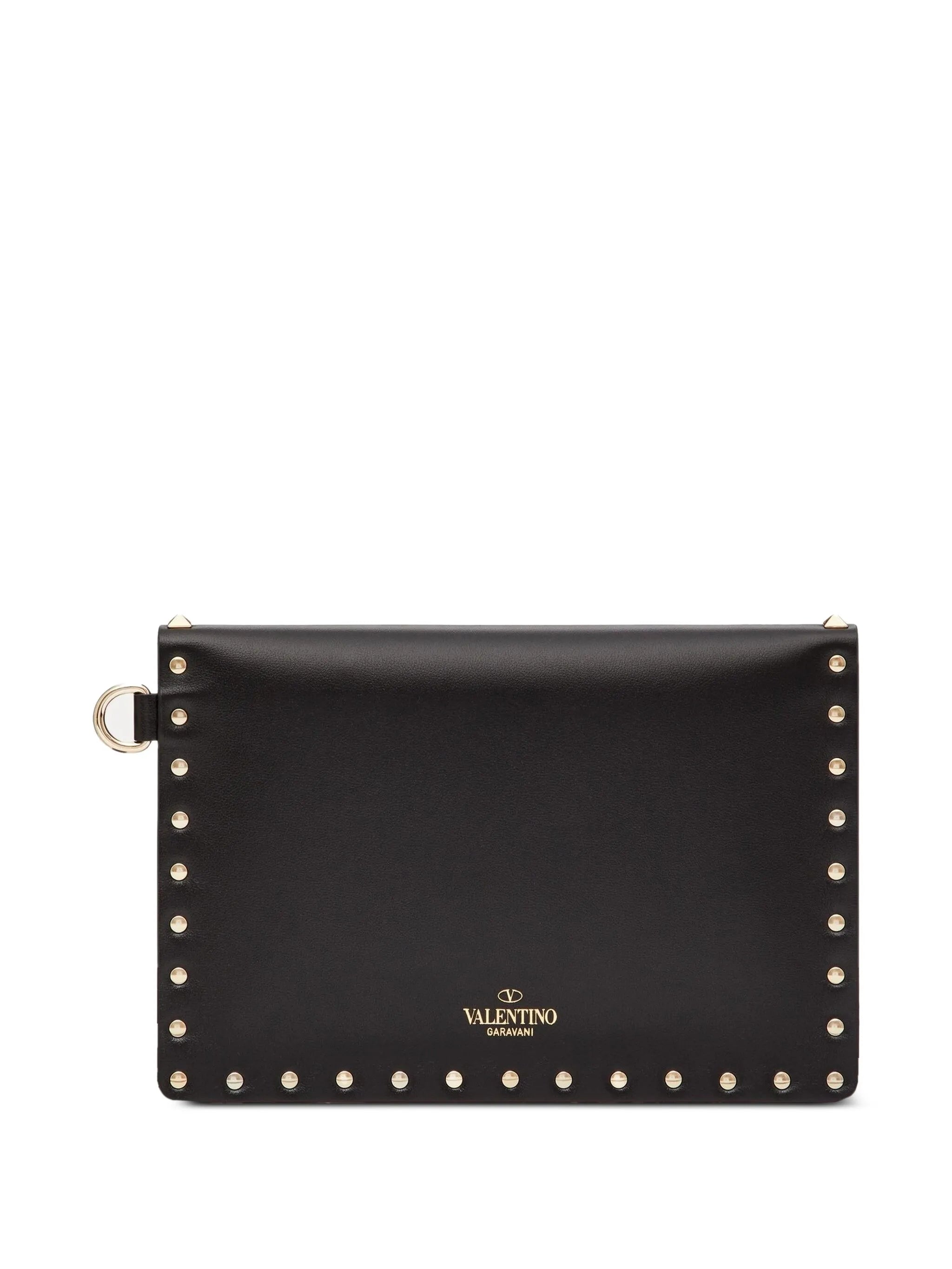Rockstud leather clutch bag