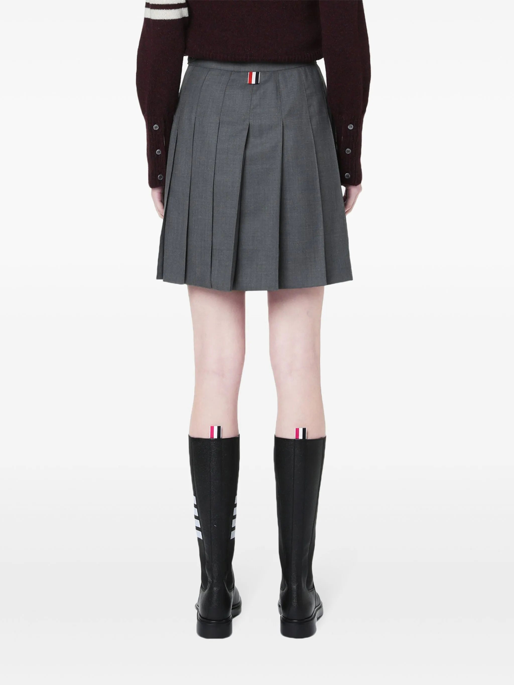 pleated high-low skirt