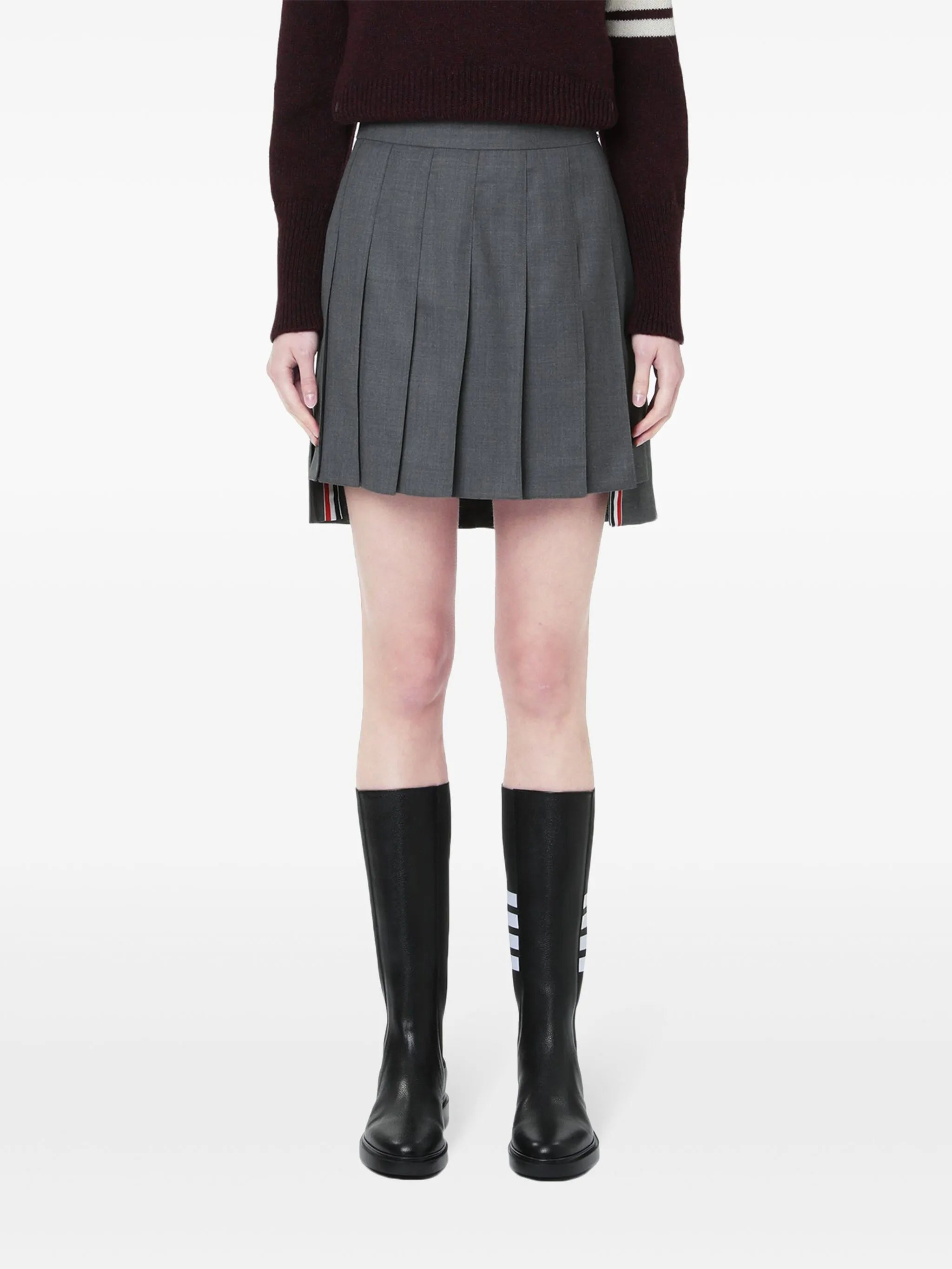 pleated high-low skirt