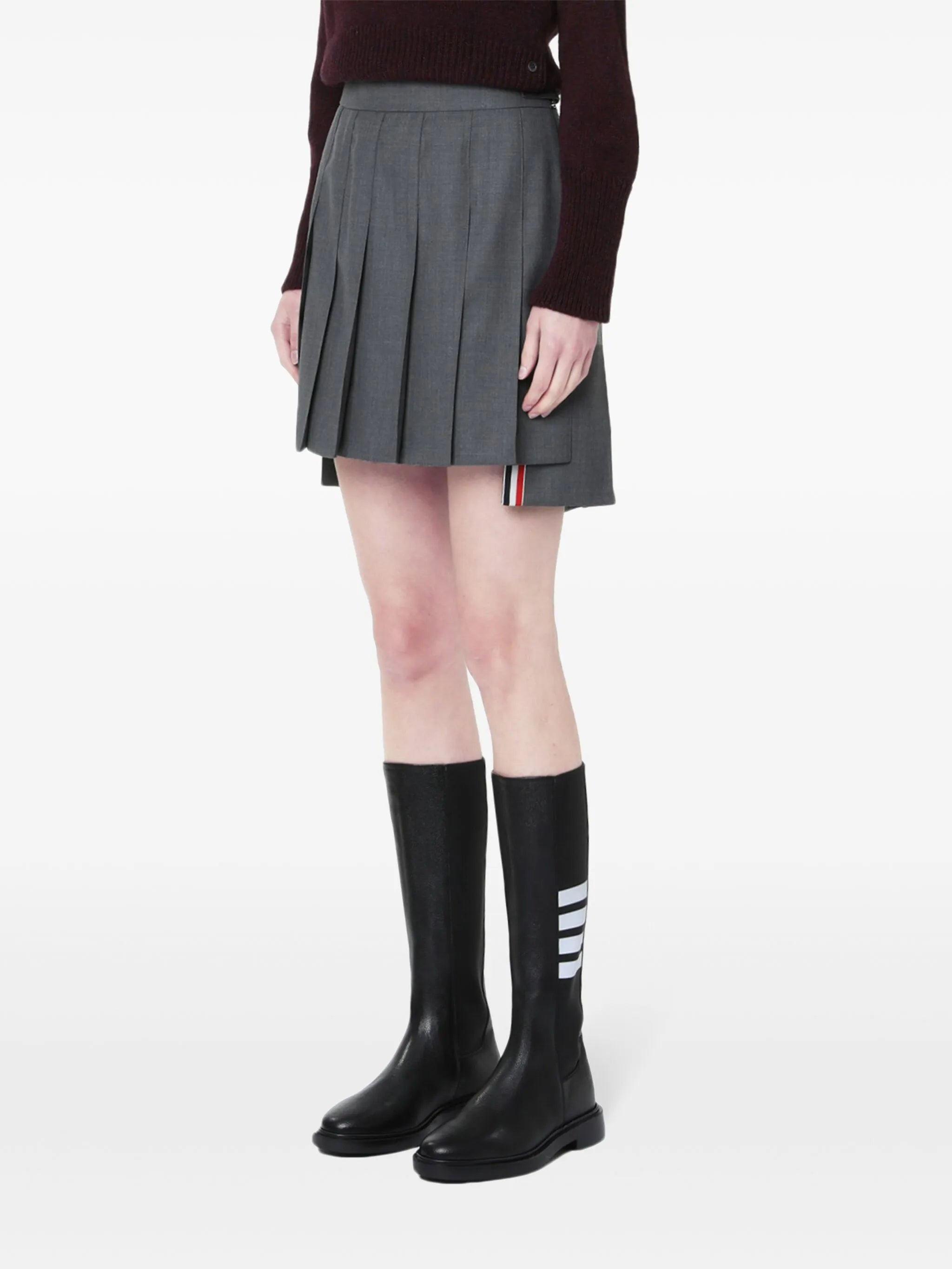 pleated high-low skirt