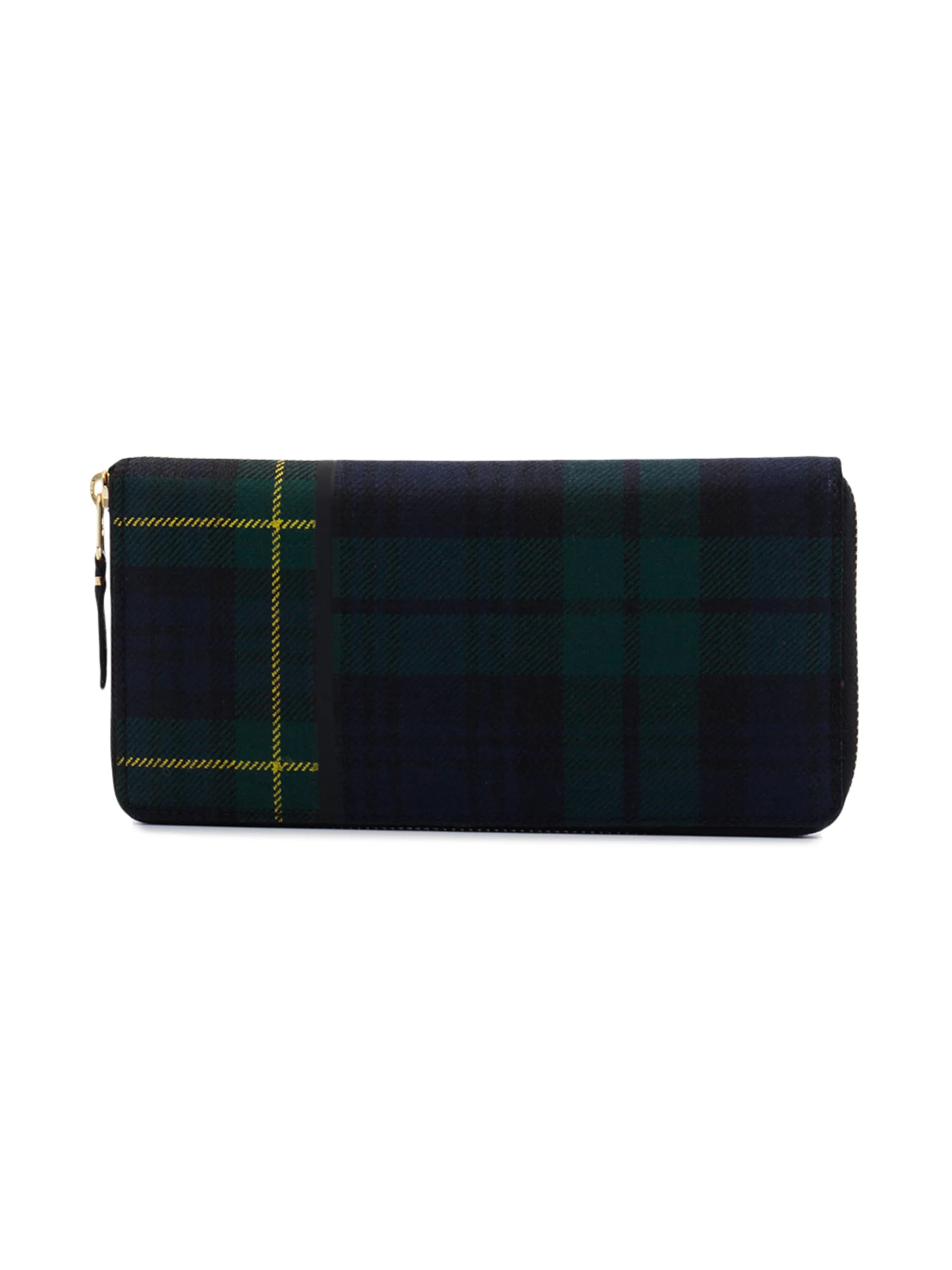 tartan-print wool wallet