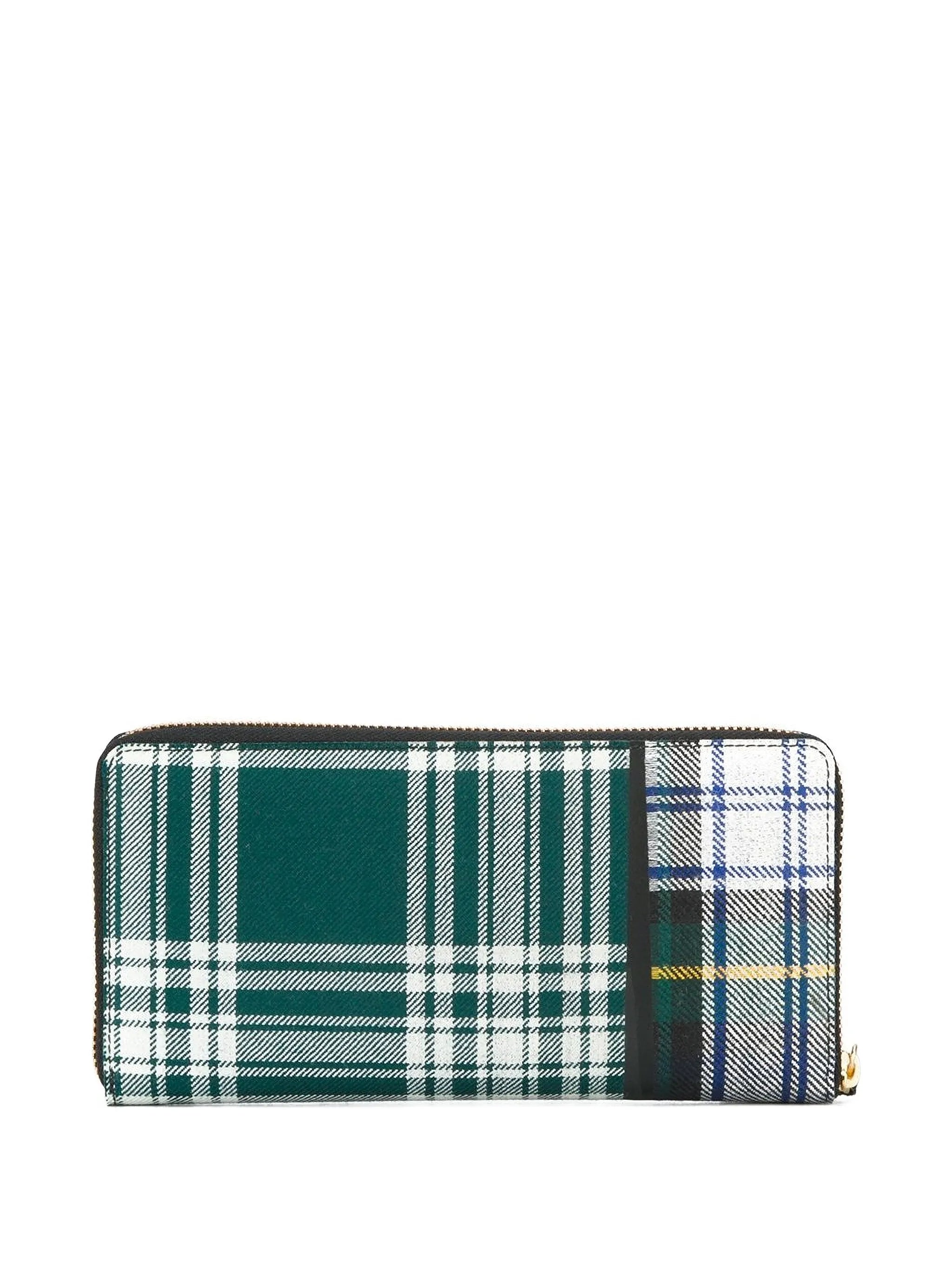 tartan-print wool wallet