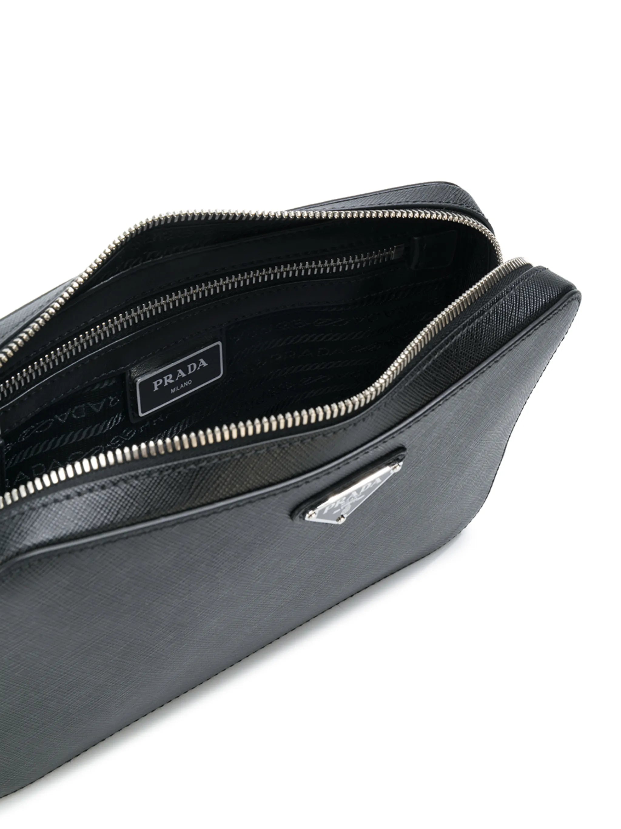 triangle-logo clutch bag