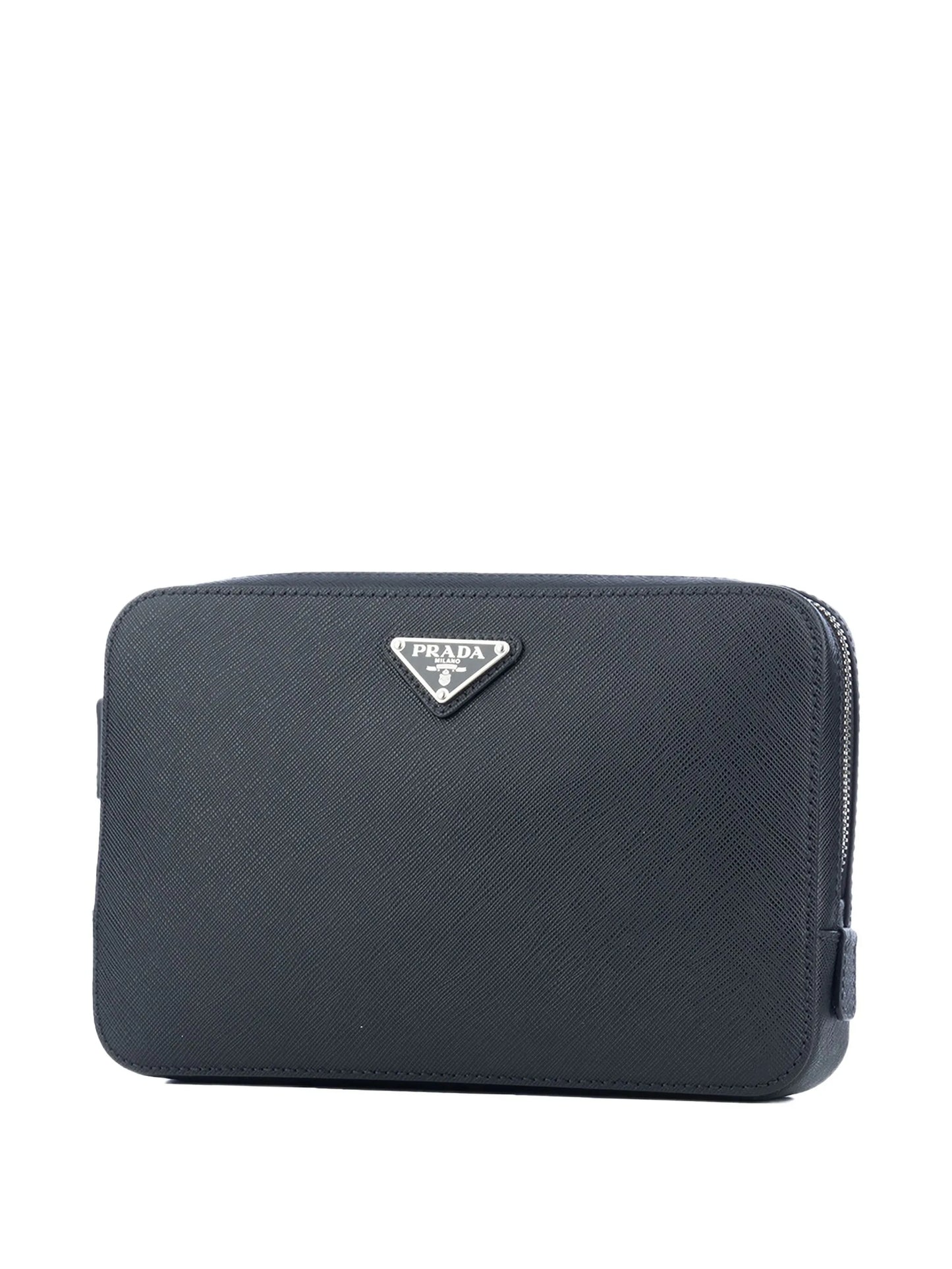 triangle-logo clutch bag