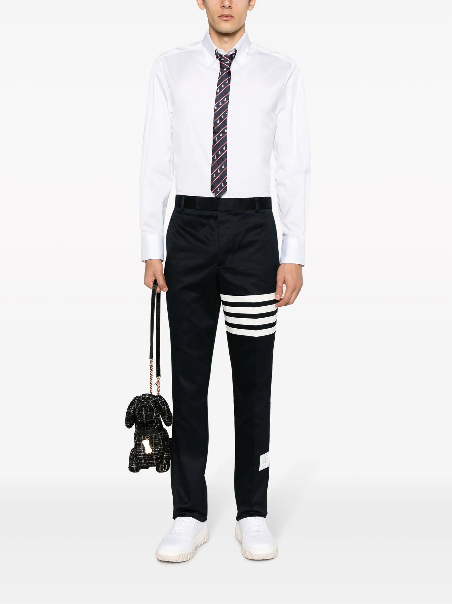 4-Bar motif print trousers