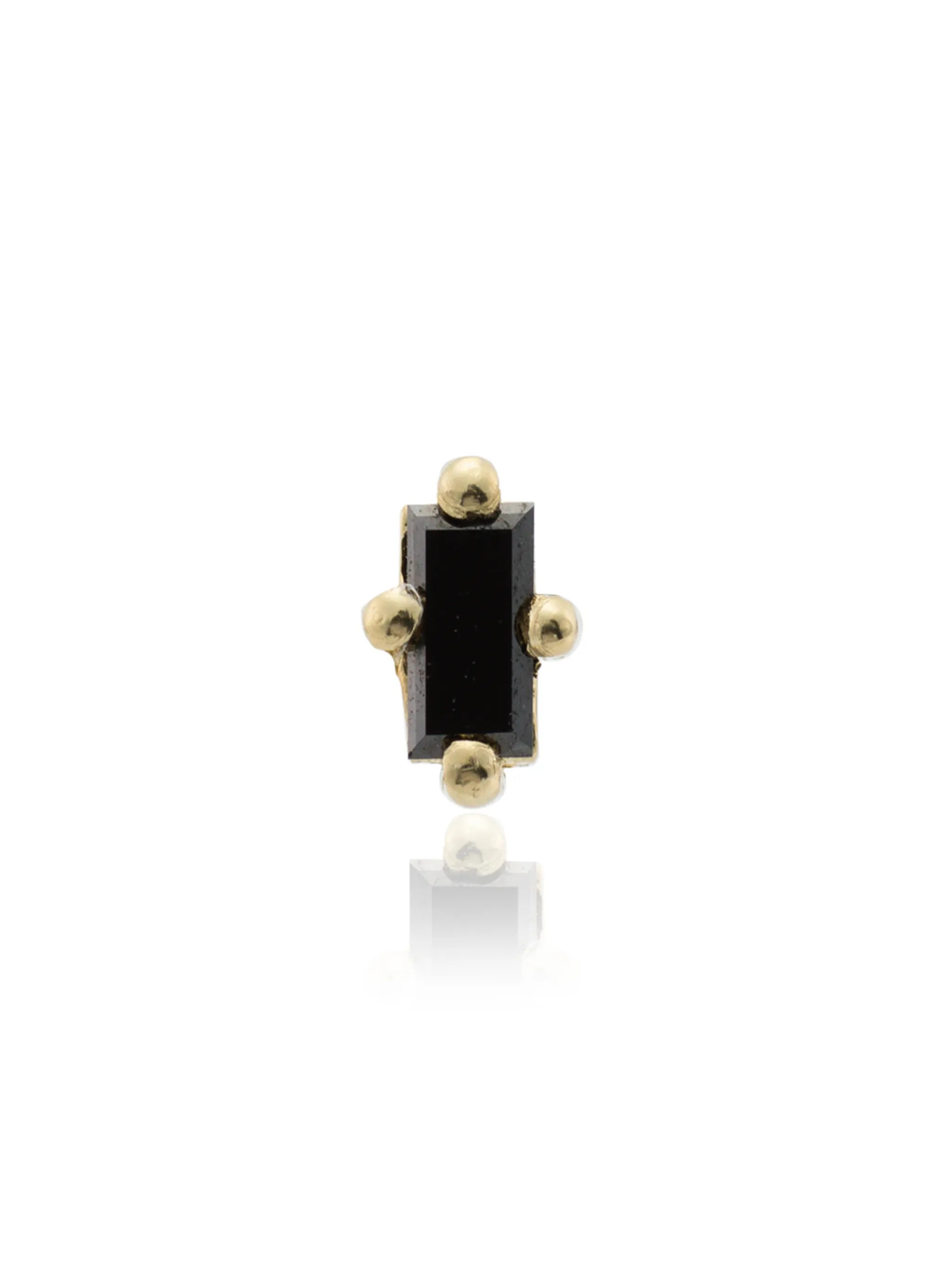14kt yellow gold black diamond mini stud earring