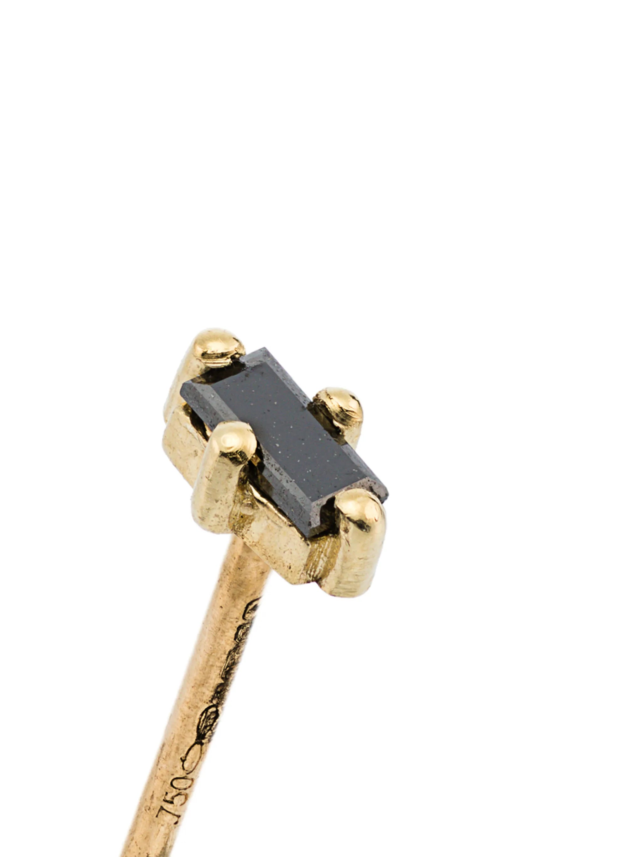 14kt yellow gold black diamond mini stud earring