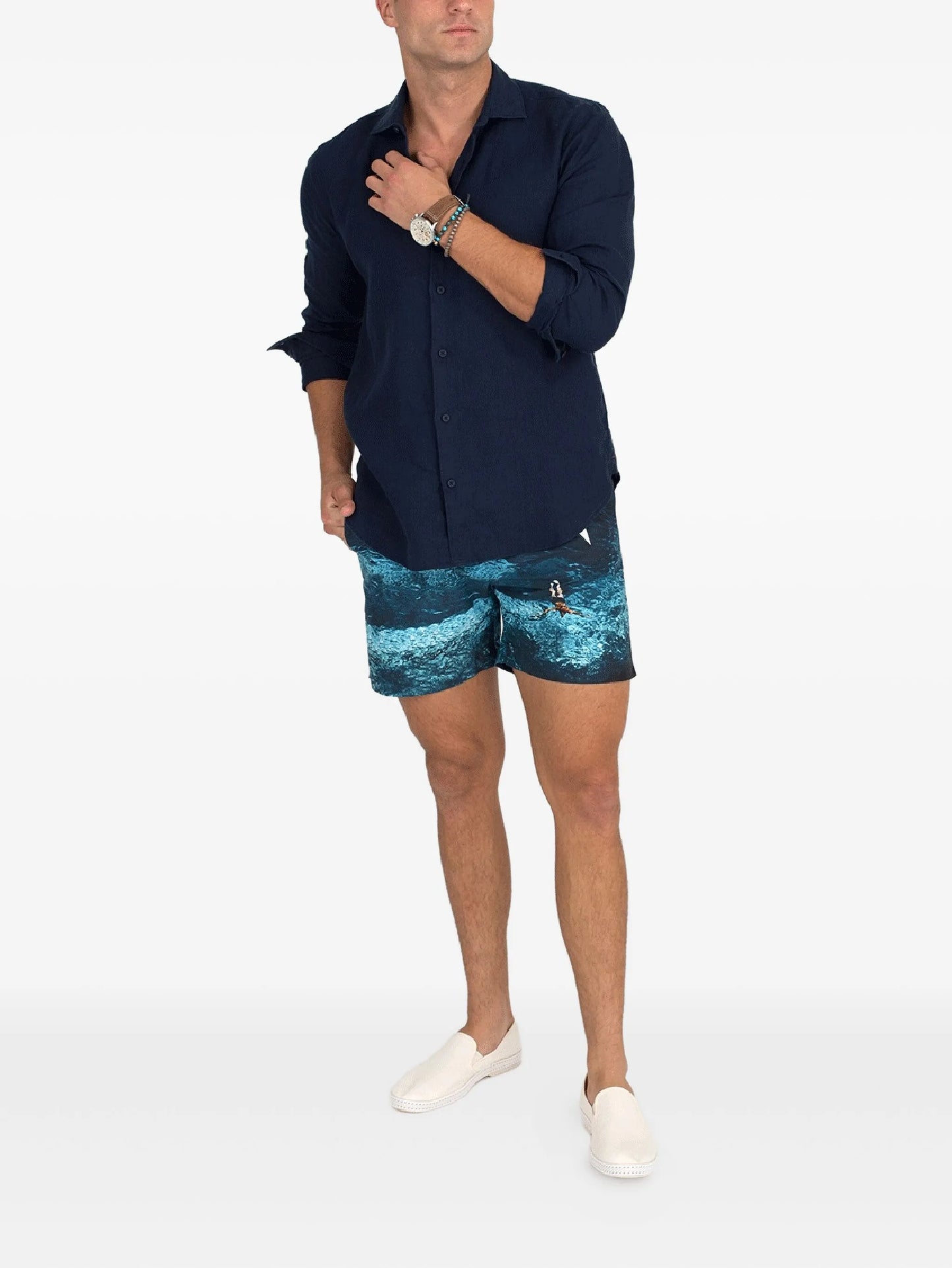 Bulldog photograph-print swim shorts