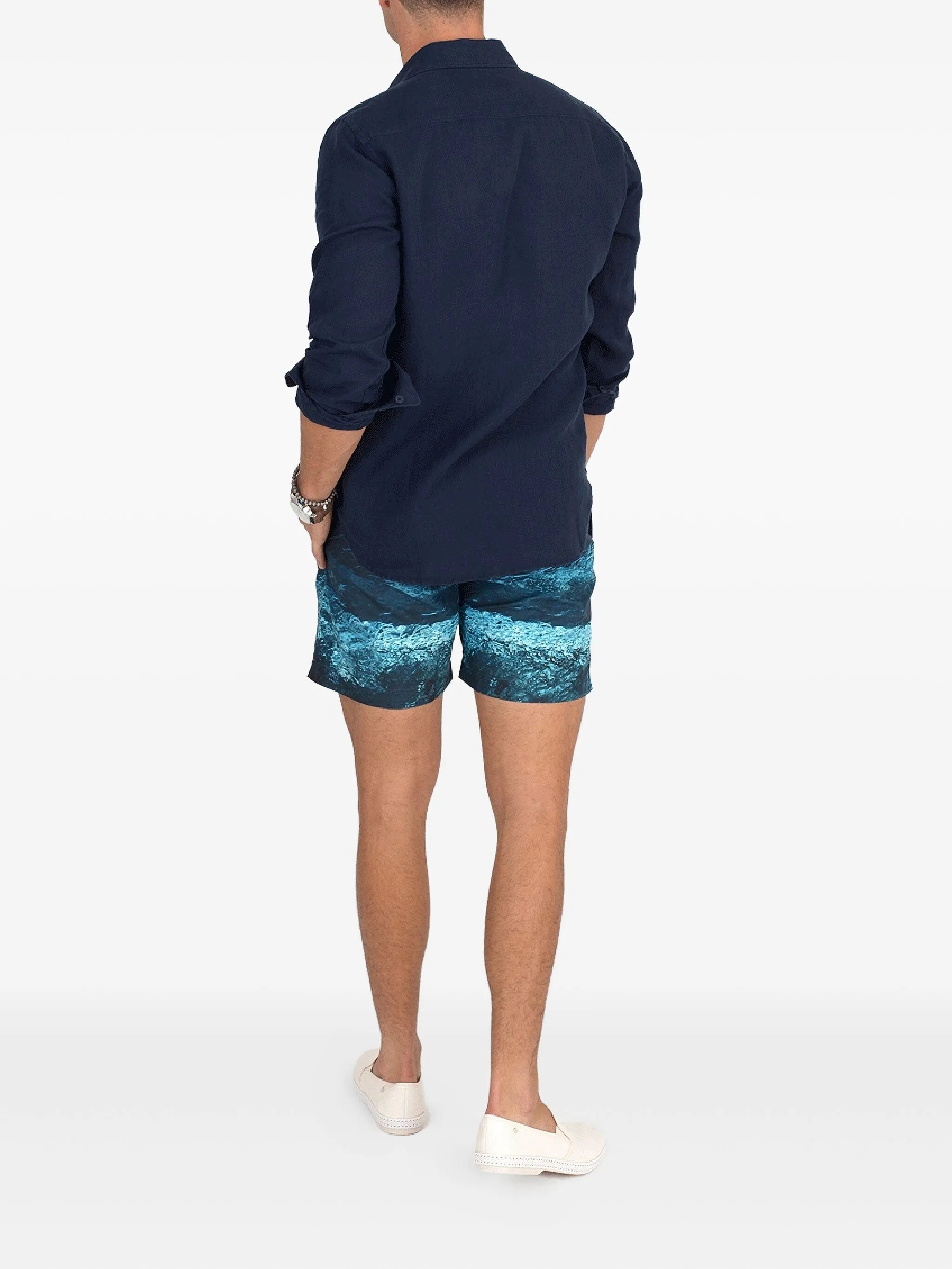 Bulldog photograph-print swim shorts