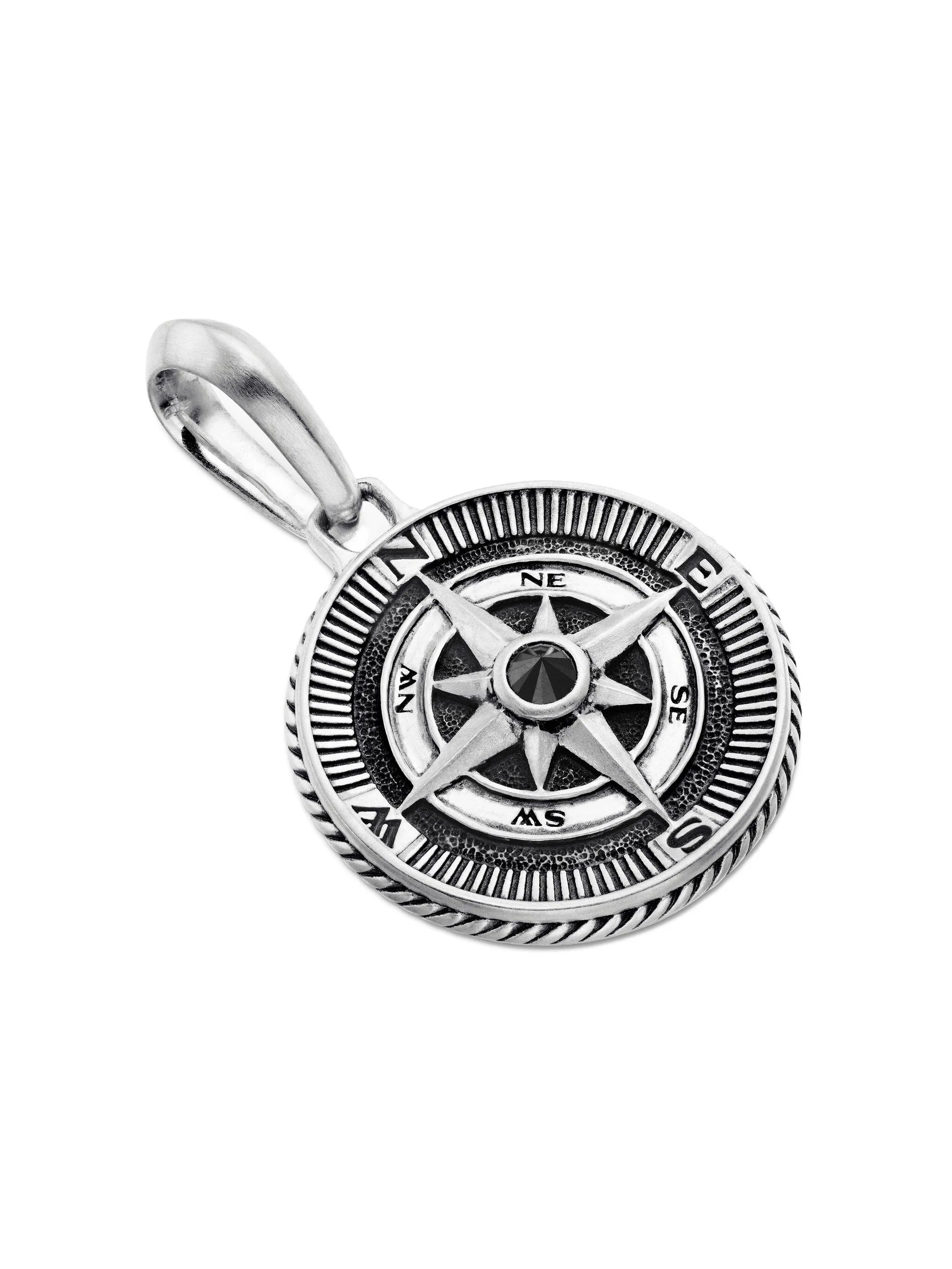 sterling silver Maritime Compass diamond amulet (29.5mm)